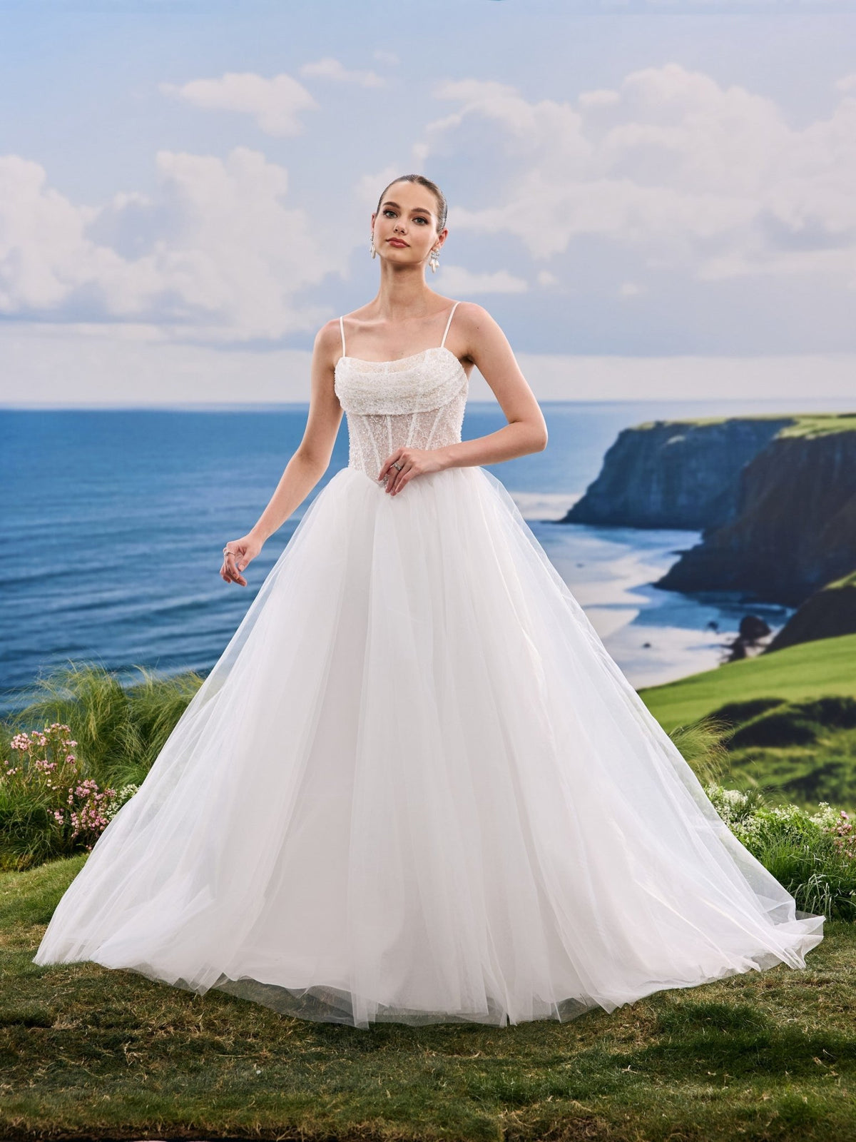 Solivelle white wedding dress, detail and alternate angle