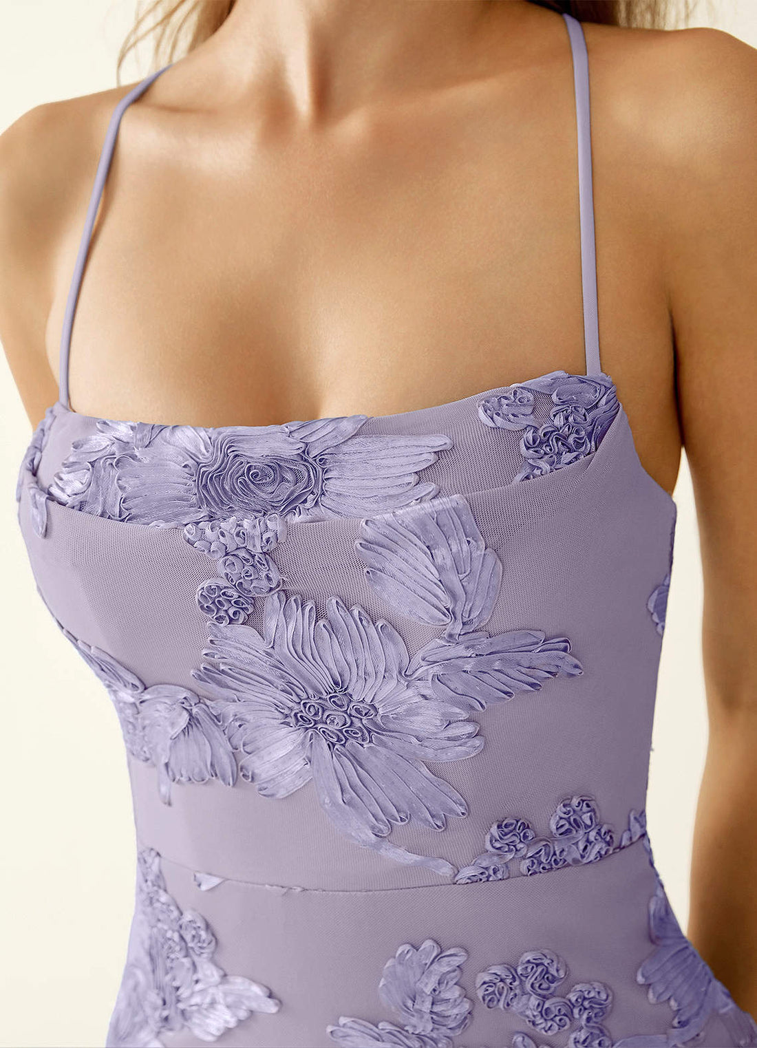 Sollan Bodycon Mini Stretch Lace Prom Dress in Pale Purple