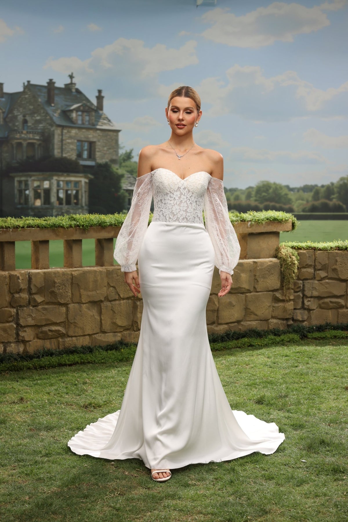 Nira white wedding dress side view 3
