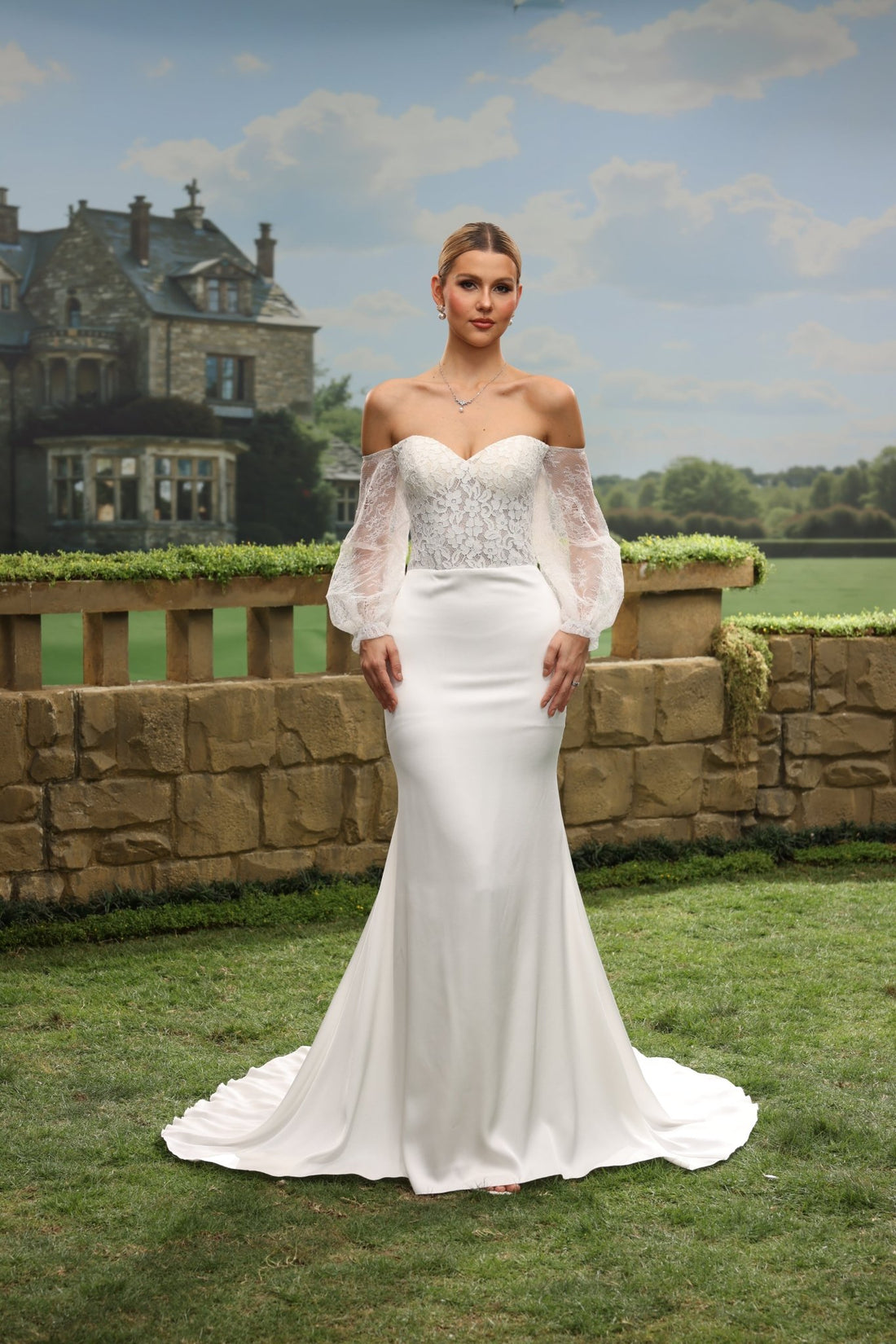 Nira white wedding dress front view 1