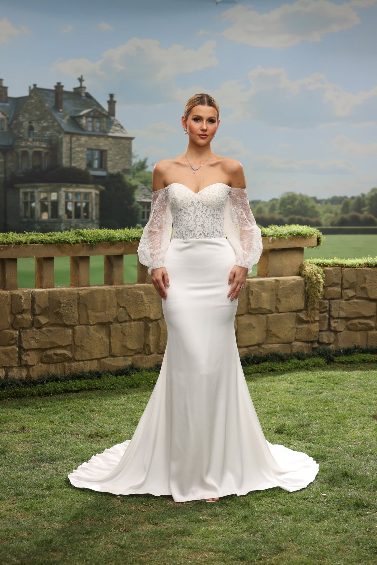 Nira white wedding dress front view 1
