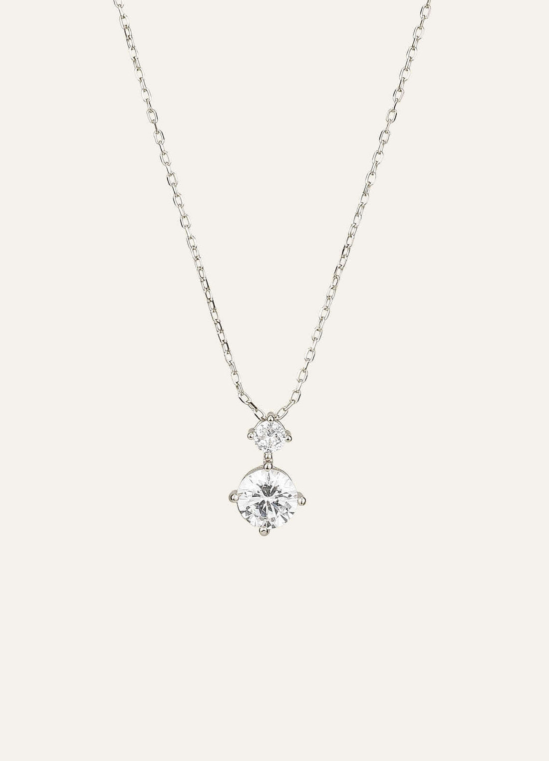 925 Sterling Silver Double Crystal Pendant Necklace — Gold — 图 1/8