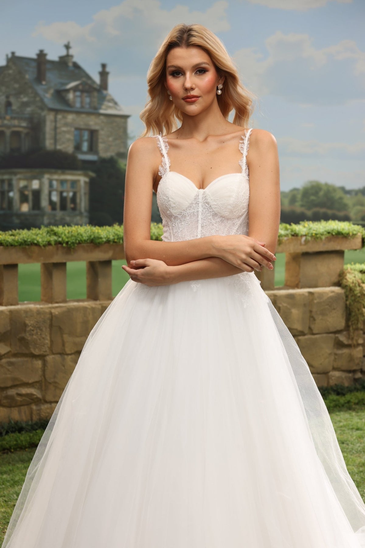 Talia white wedding dress detail view 6