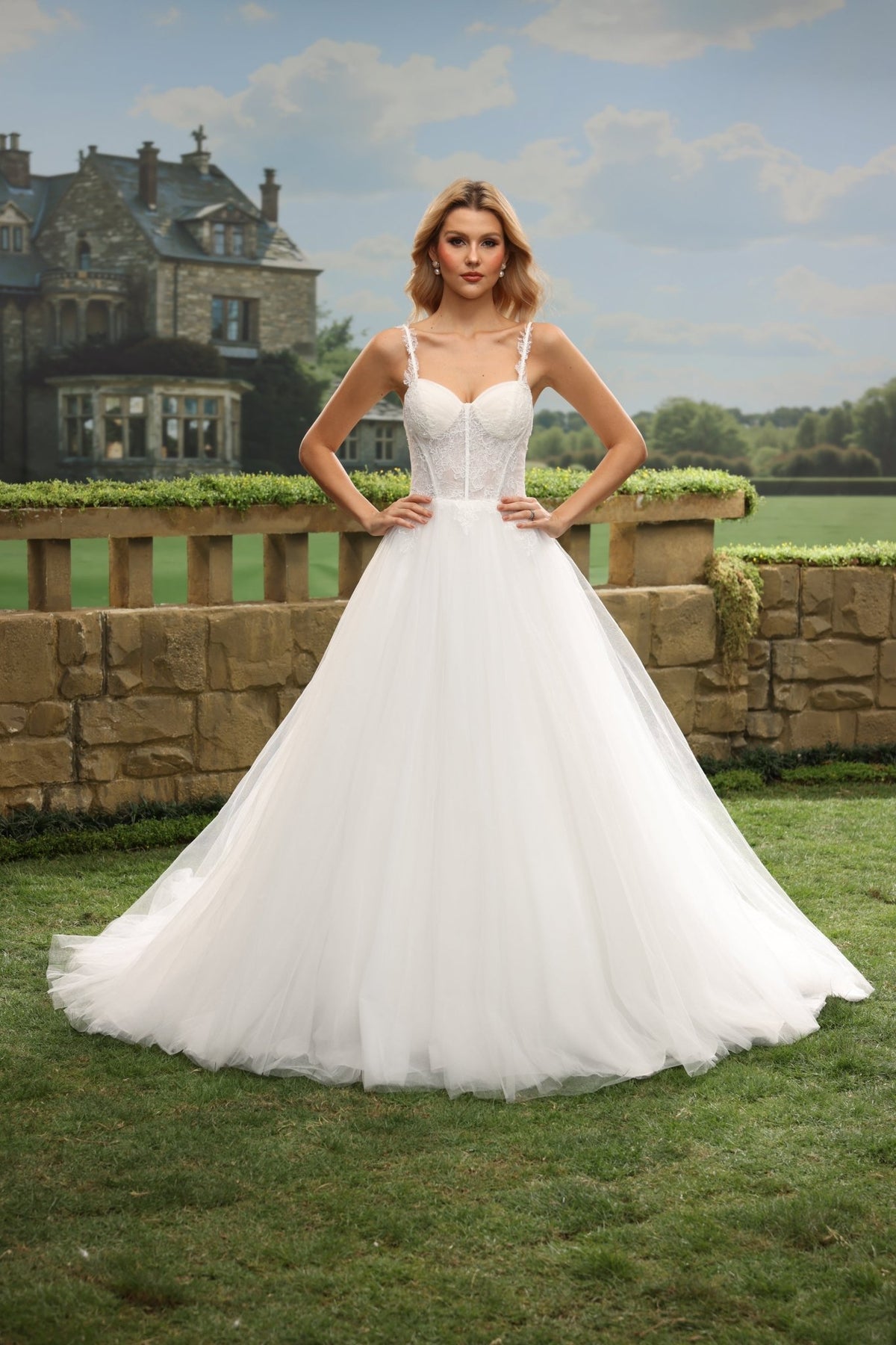 Talia white wedding dress front view 1