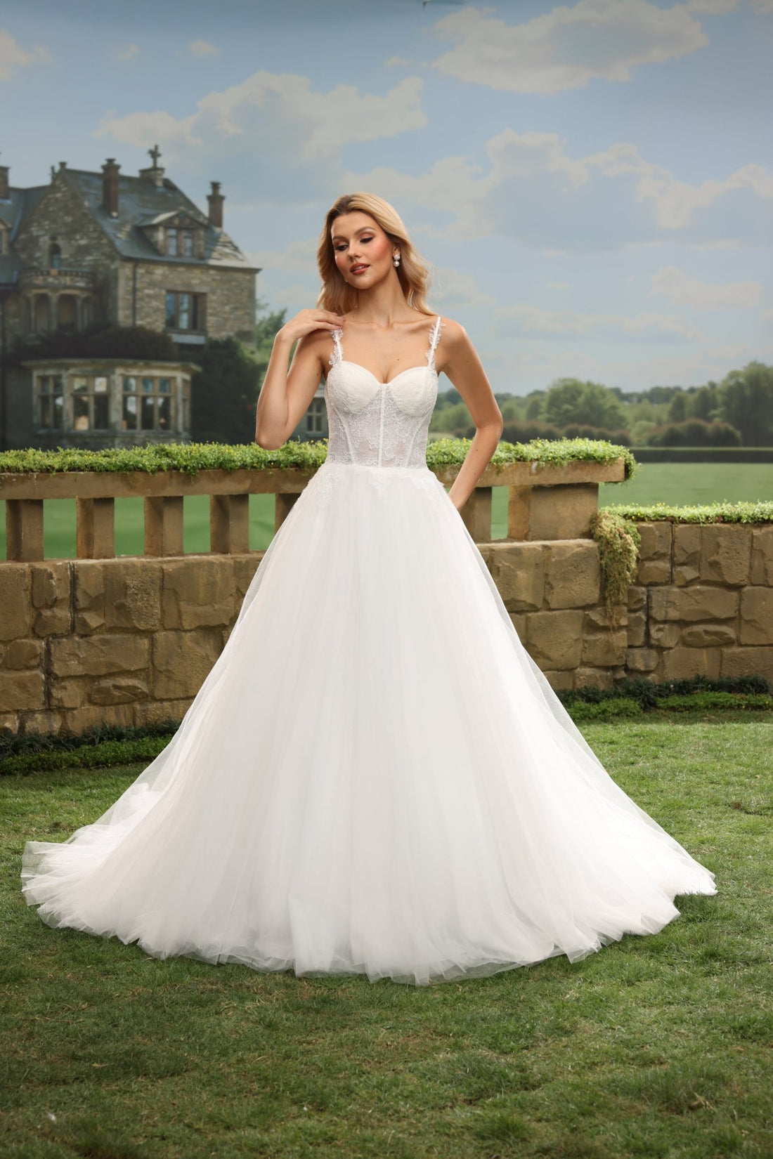 Talia white wedding dress front view 1