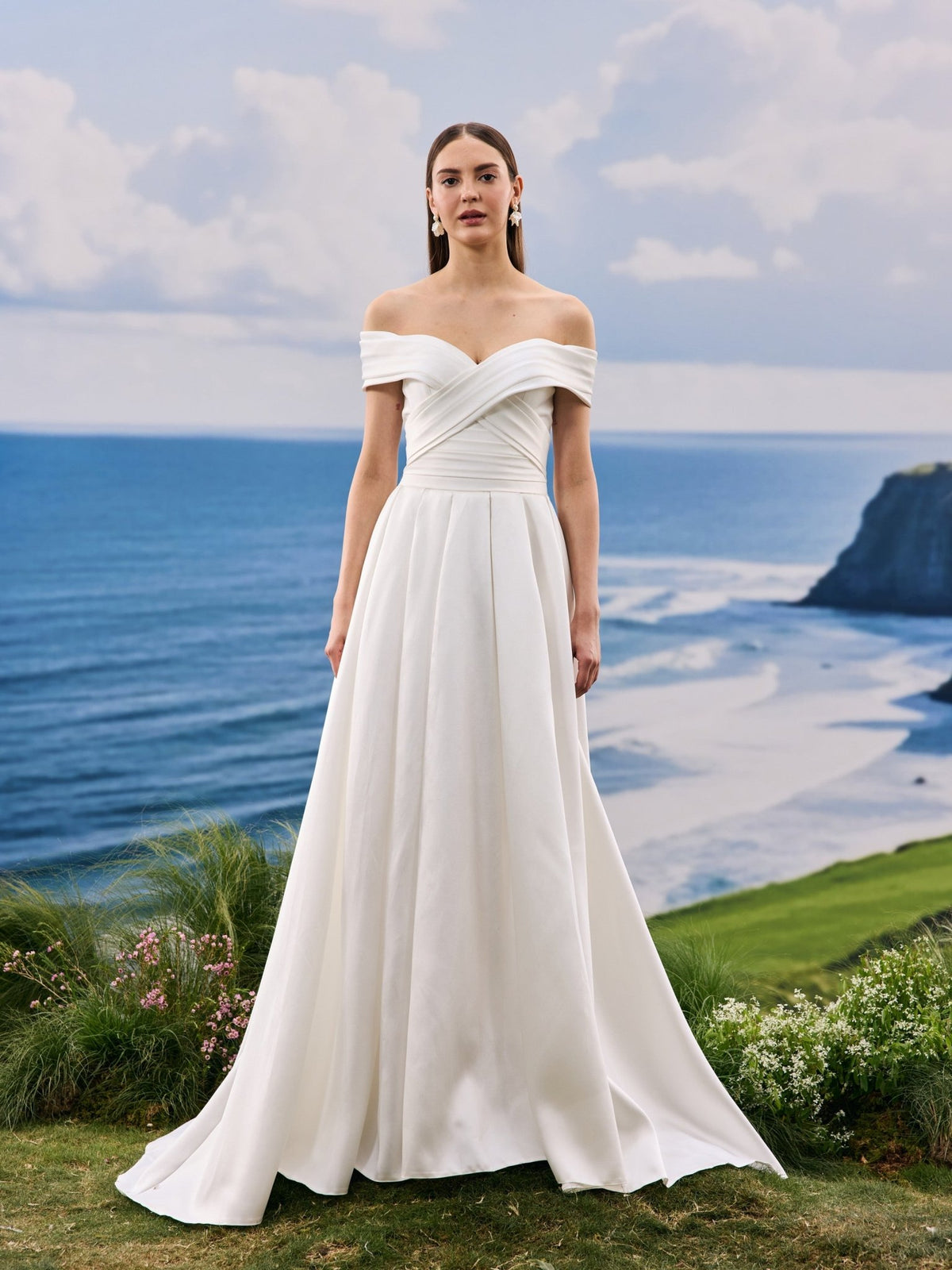 Tavelle satin wedding dress - front view