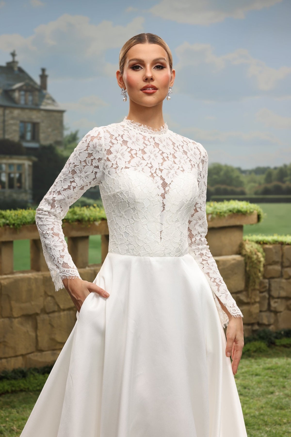 Tavia A-Line High-Neck wedding dress — design detail 7