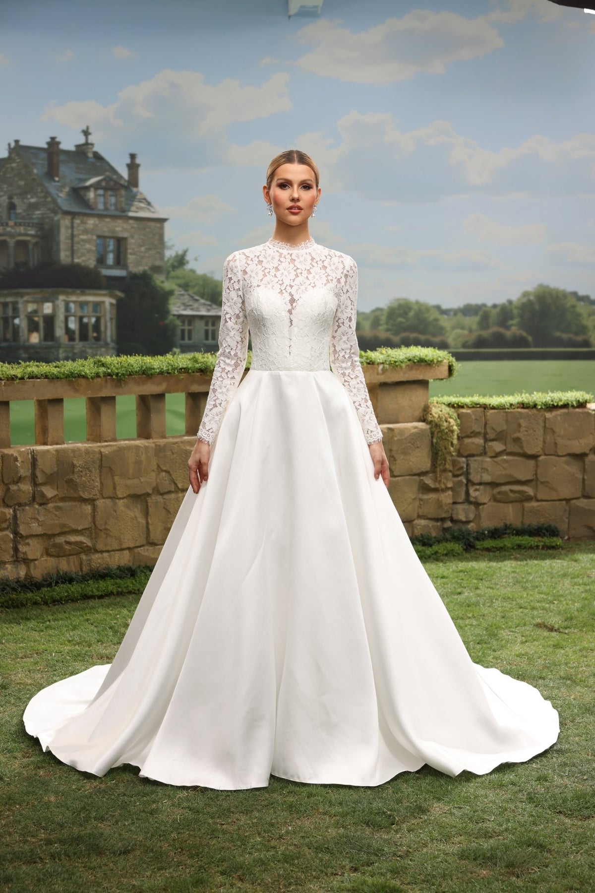 Tavia A-Line High-Neck wedding dress — front view