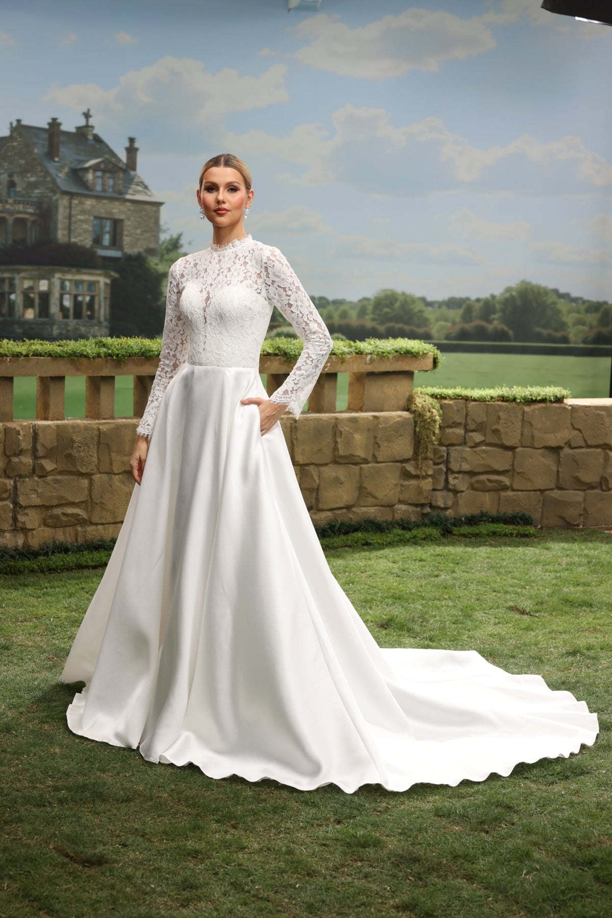 Tavia A-Line High-Neck wedding dress — design detail 10