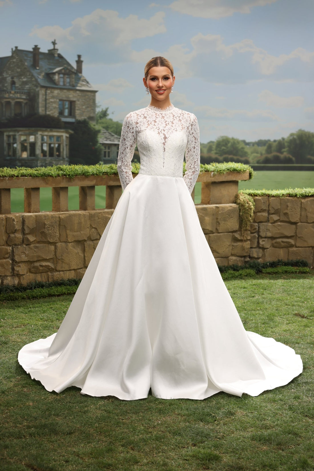 Tavia A-Line High-Neck wedding dress — front view