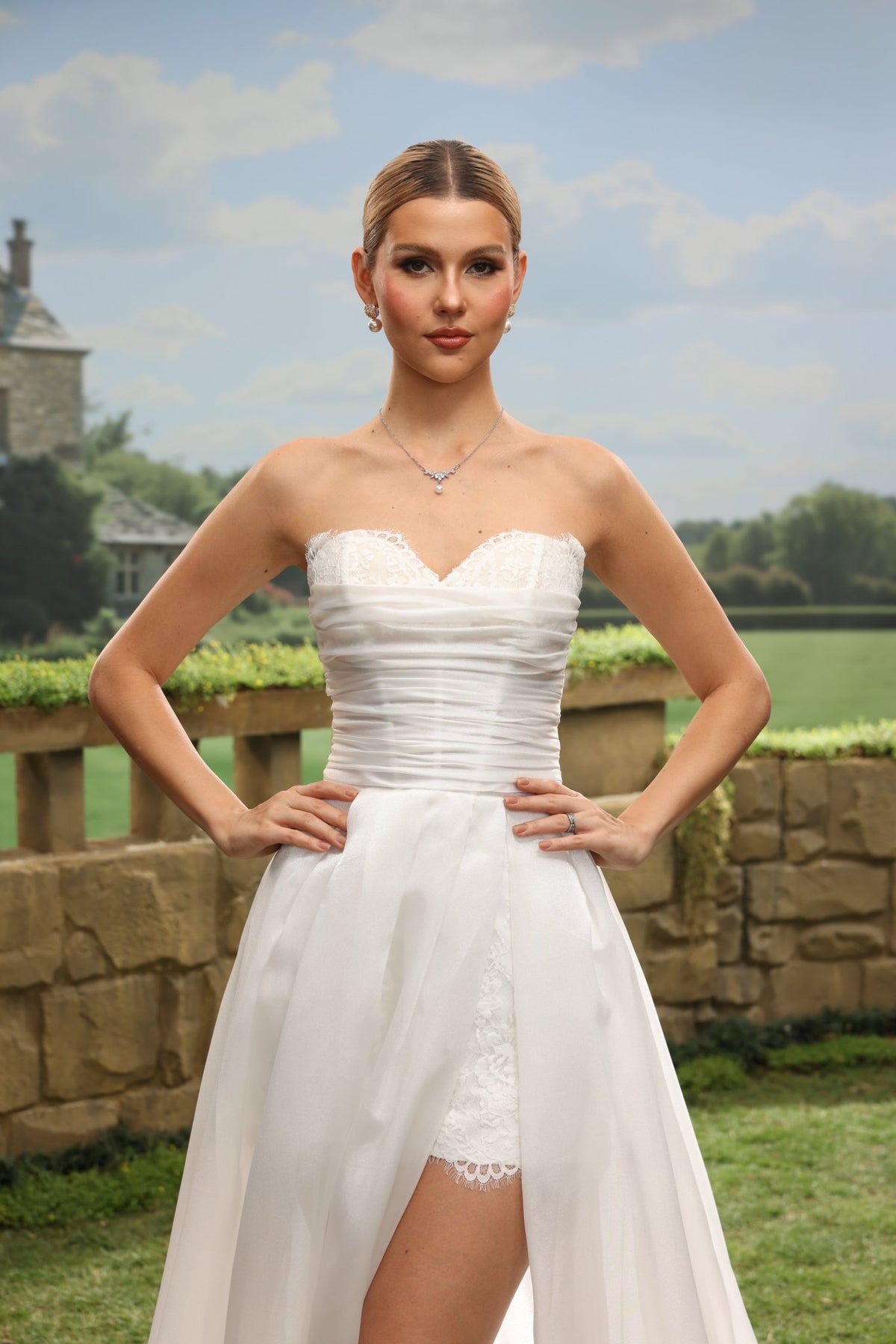 Tessa white wedding dress detail view 6