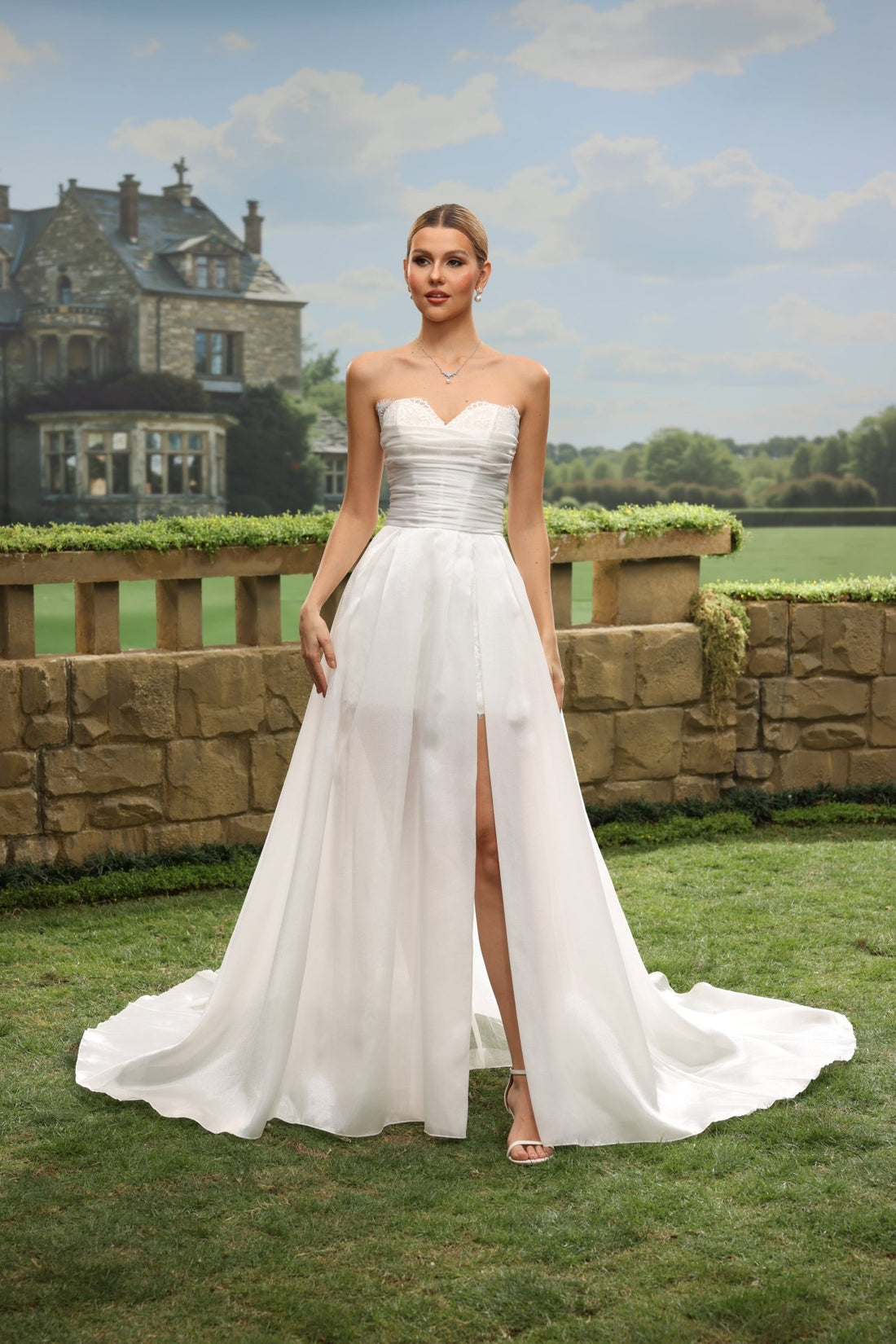 Tessa white wedding dress front view 1