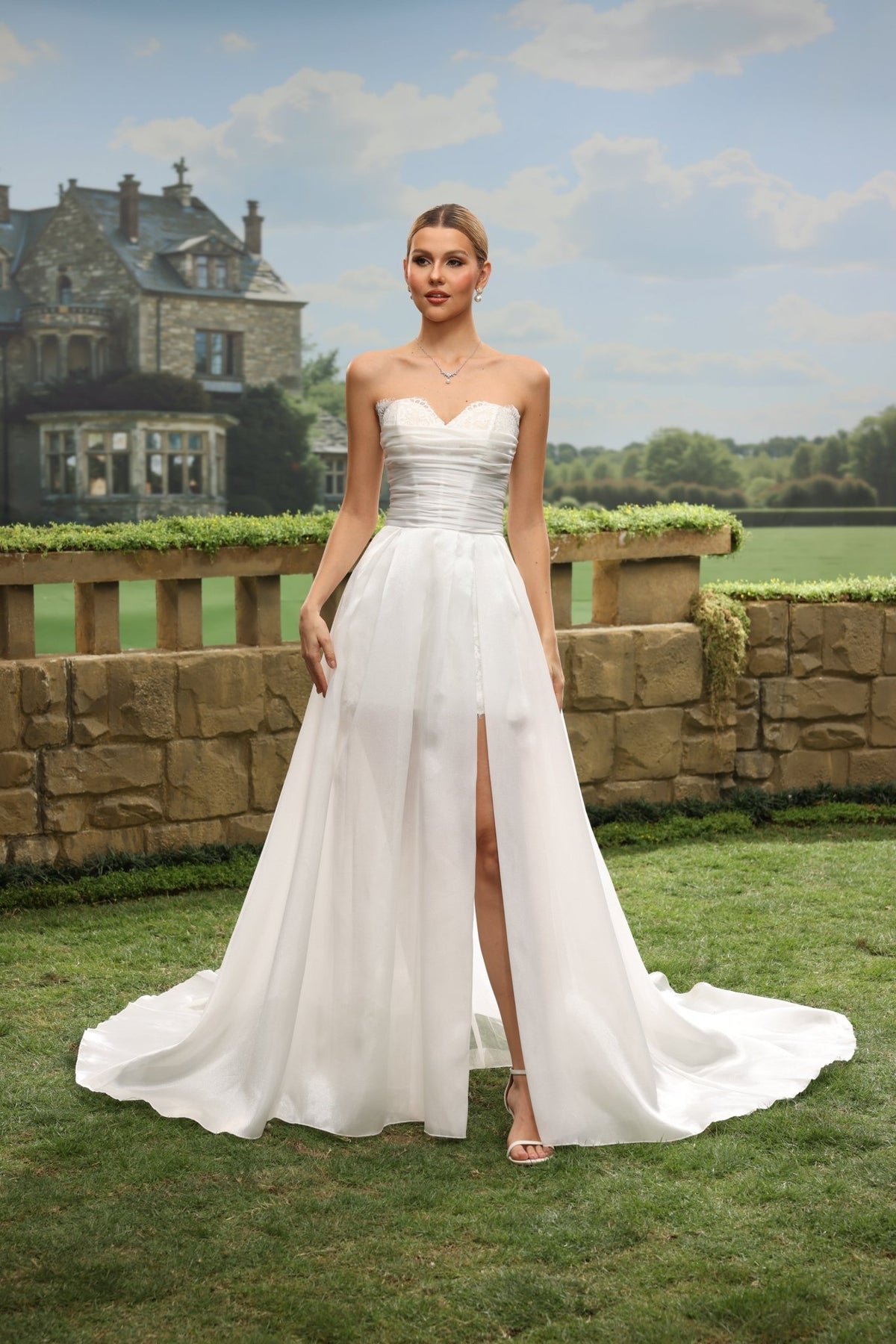 Tessa white wedding dress front view 1