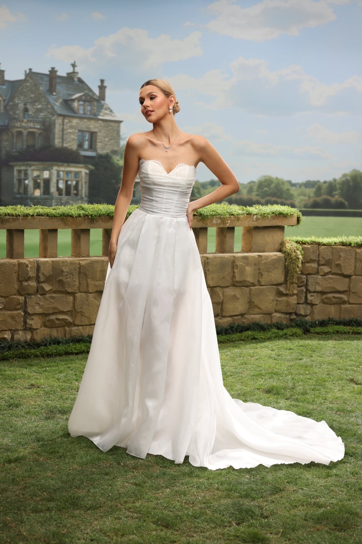 Tessa white wedding dress detail view 10