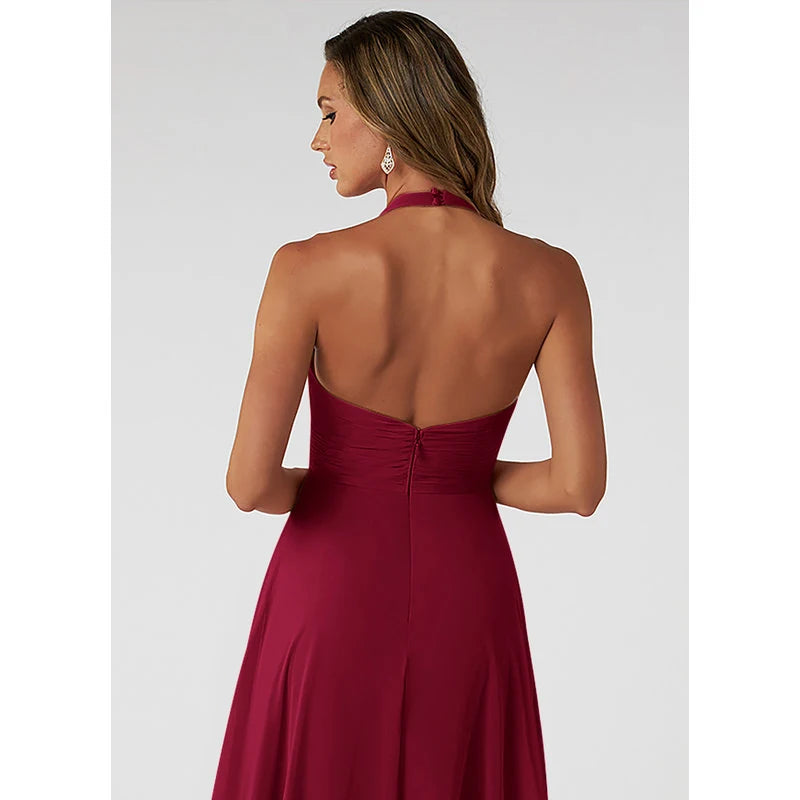 Tessie A-Line V-Neck Chiffon Bridesmaid Dress in Burgundy - additional view 1