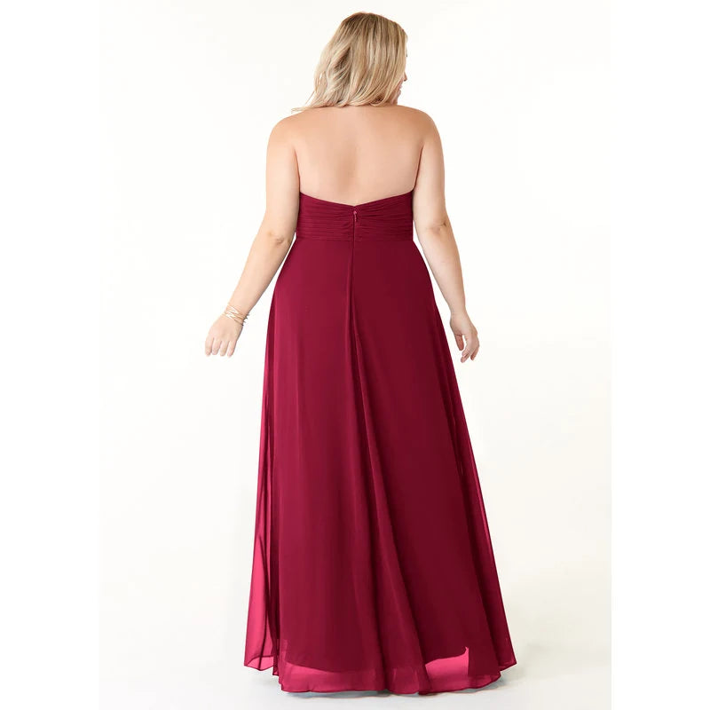 Tessie A-Line V-Neck Chiffon Bridesmaid Dress in Burgundy - additional view 4