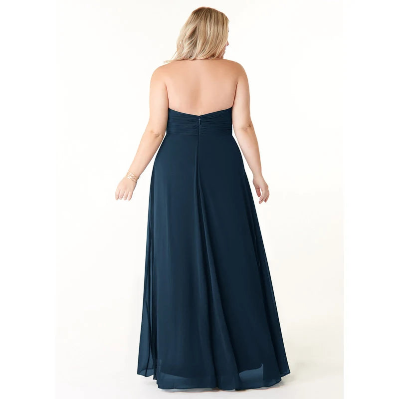 Tessie A-Line V-Neck Chiffon Bridesmaid Dress in Dark Navy - additional view 9