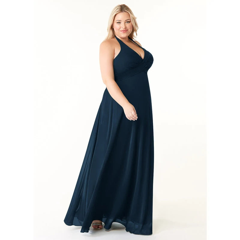 Tessie A-Line V-Neck Chiffon Bridesmaid Dress in Dark Navy - additional view 10