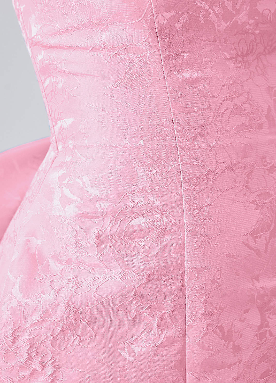 Thalassiana A-Line Square-Neck Floral Jacquard Prom Dress in Pink