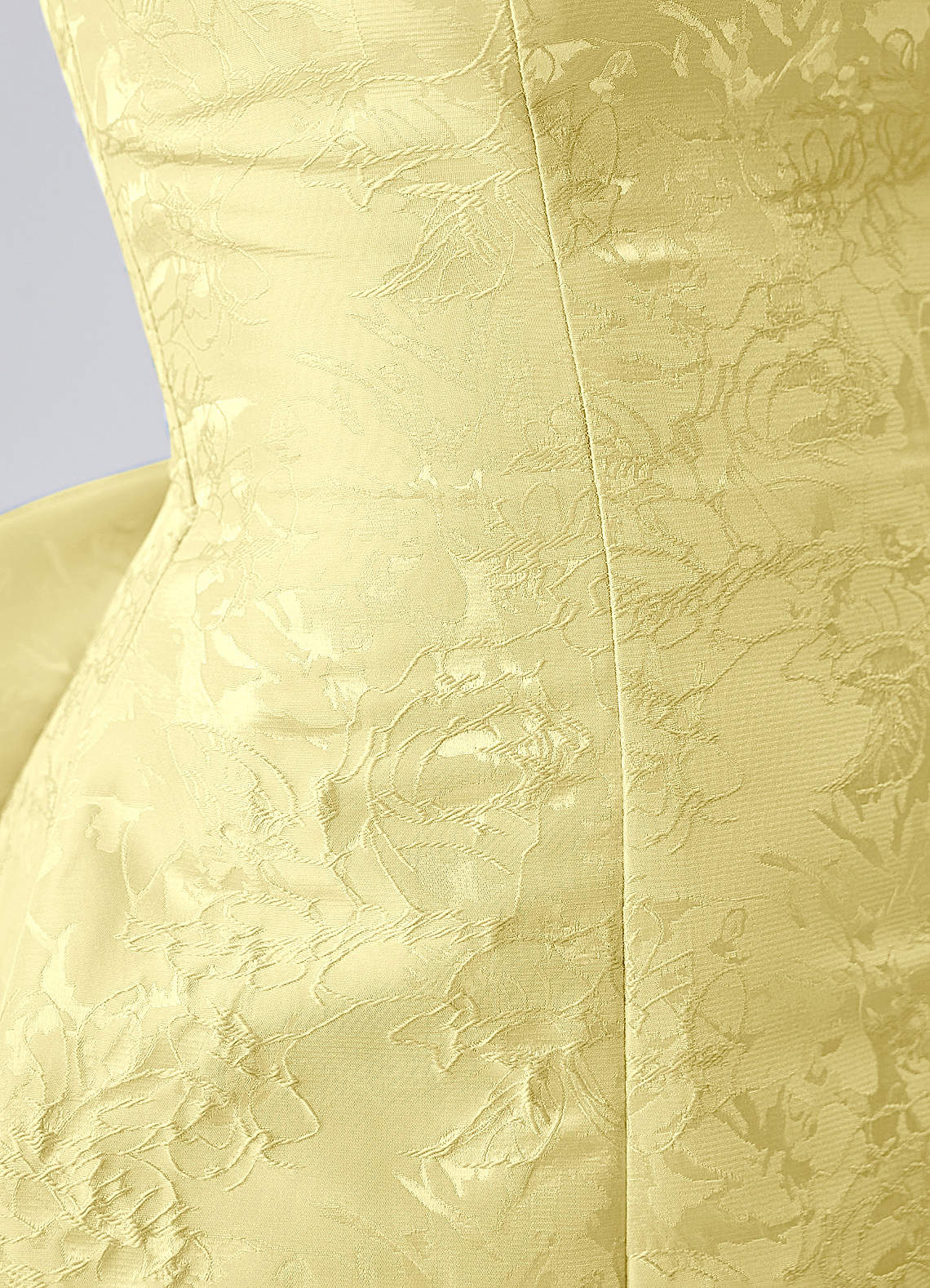 Thalassiana A-Line Square-Neck Floral Jacquard Prom Dress in Yellow