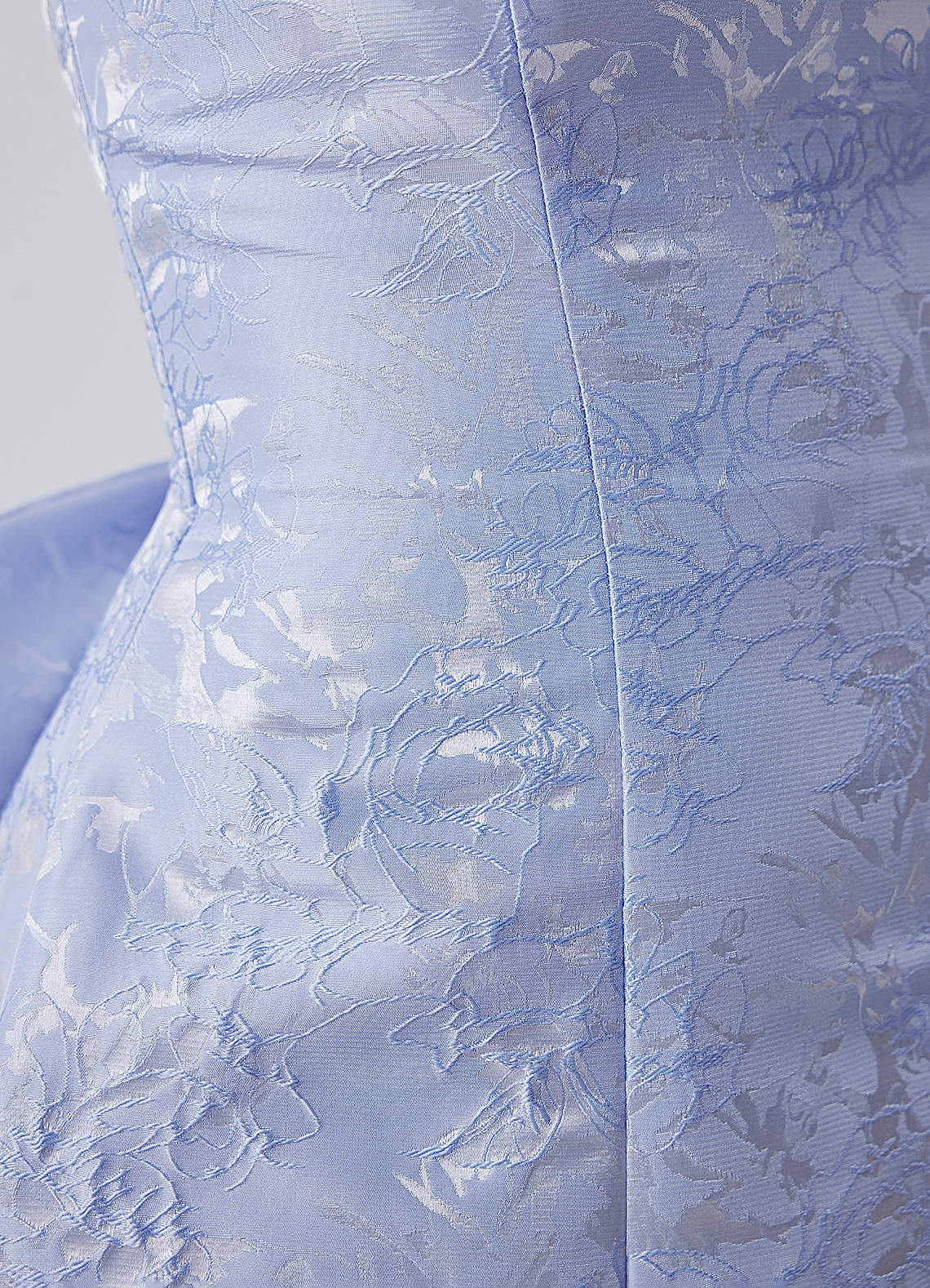 Thalassiana A-Line Square-Neck Floral Jacquard Prom Dress in Periwinkle