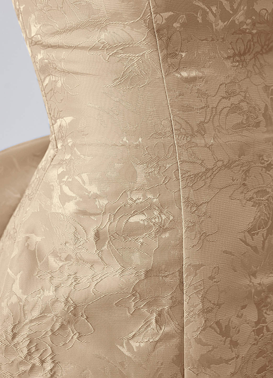 Thalassiana A-Line Square-Neck Floral Jacquard Prom Dress in Champagne