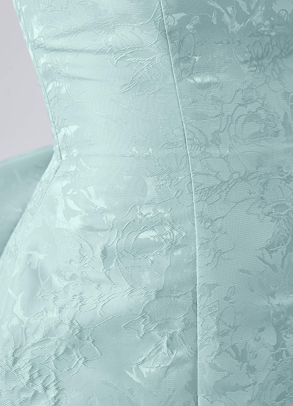 Thalassiana A-Line Square-Neck Floral Jacquard Prom Dress in Mint Green