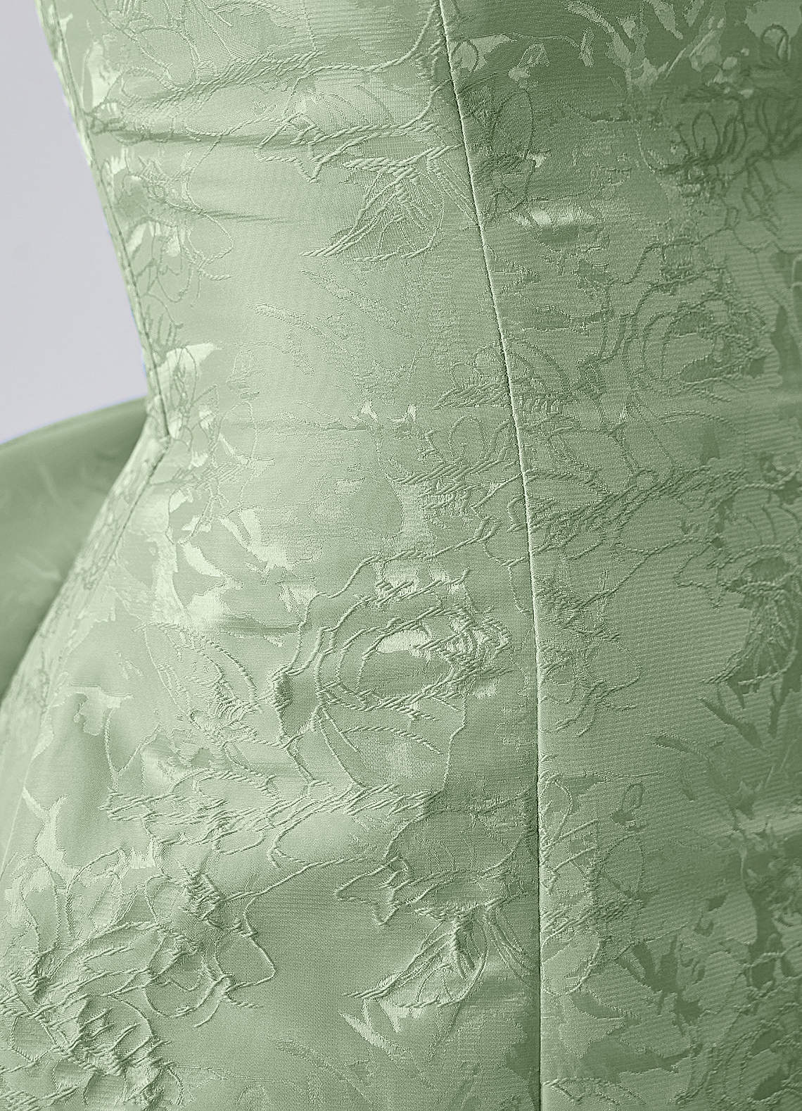 Thalassiana A-Line Square-Neck Floral Jacquard Prom Dress in Sage