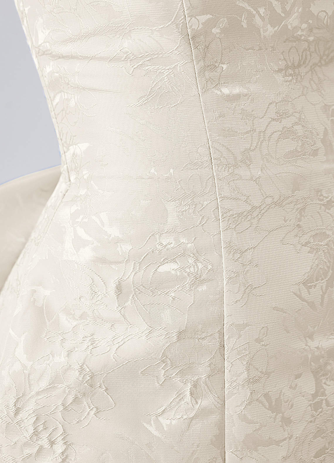 Thalassiana A-Line Square-Neck Floral Jacquard Prom Dress in Cream