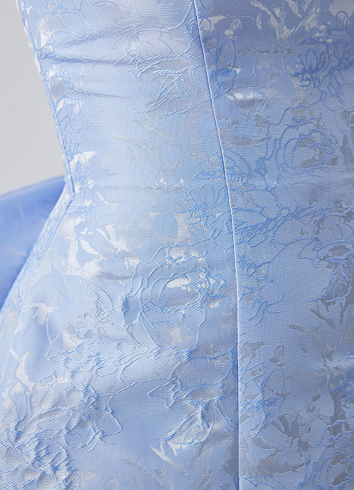 Thalassiana A-Line Square-Neck Floral Jacquard Prom Dress in Sky Blue