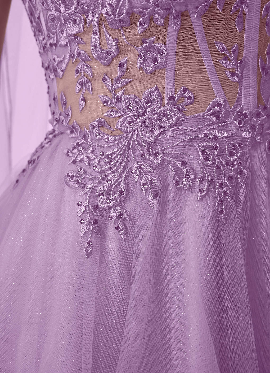 Thalassienne A-Line Mini Corset Glitter Tulle Prom Dress in Purple