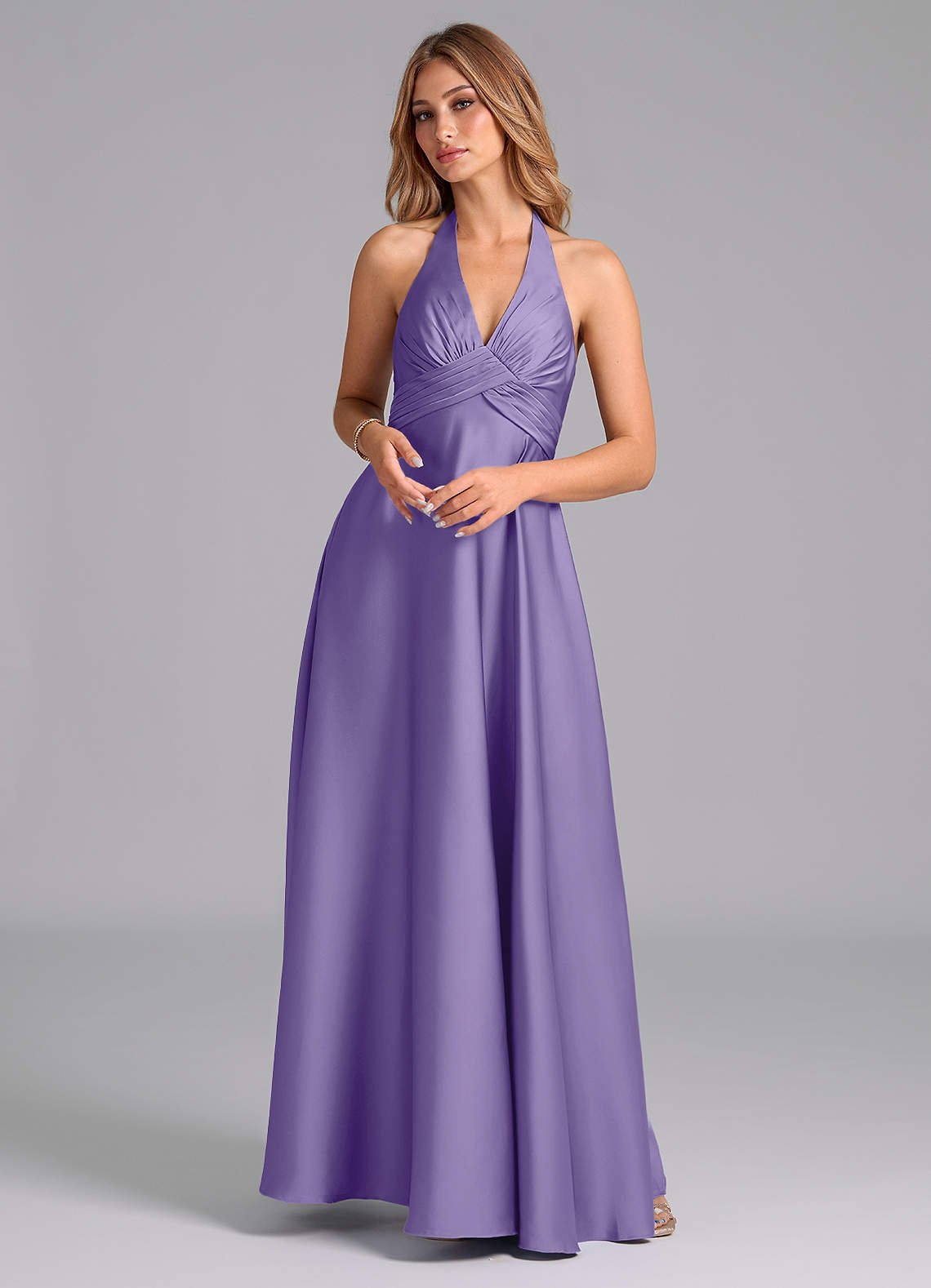 Tessie A-Line V-Neck Stretch Satin Bridesmaid Dress in Tahiti