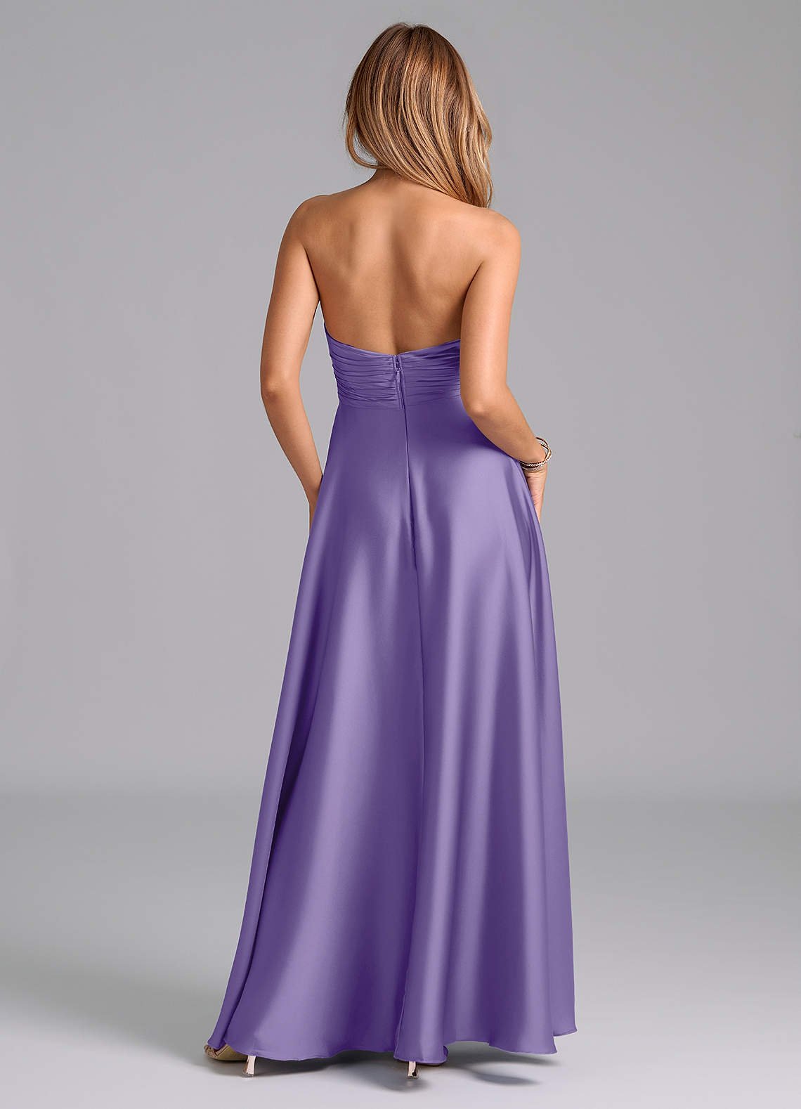 Tessie A-Line V-Neck Stretch Satin Bridesmaid Dress in Tahiti