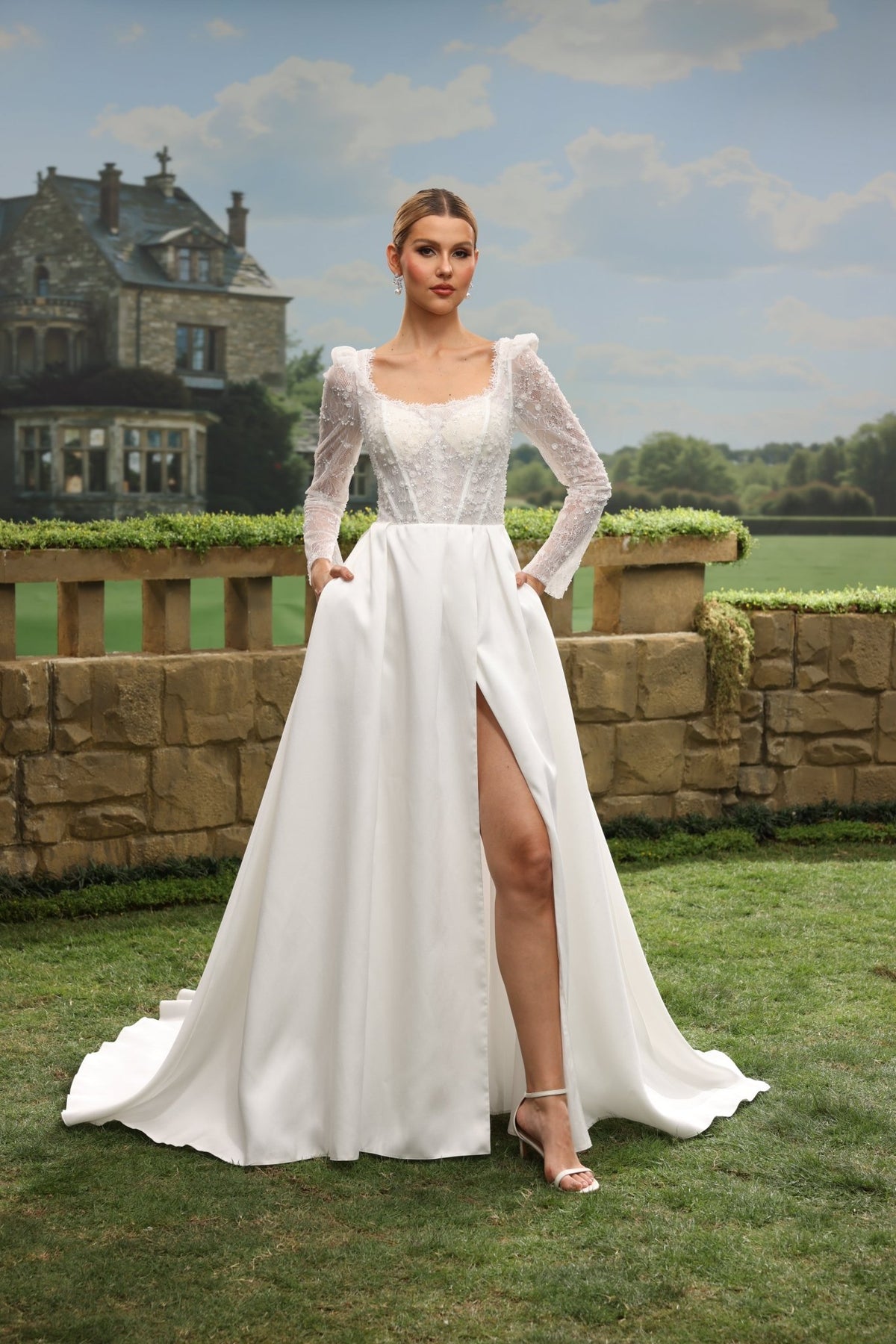 Uvella A-Line Scoop-Neck wedding dress — front view