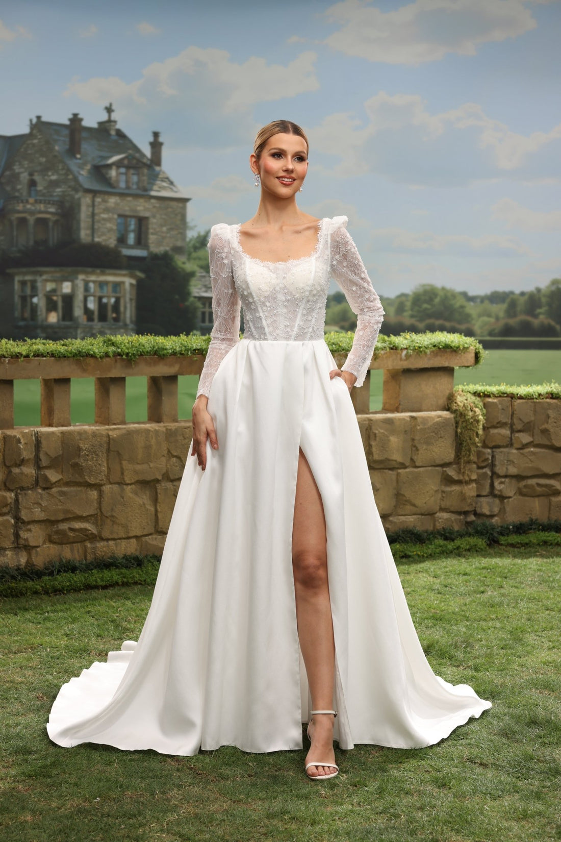 Uvella A-Line Scoop-Neck wedding dress — front view
