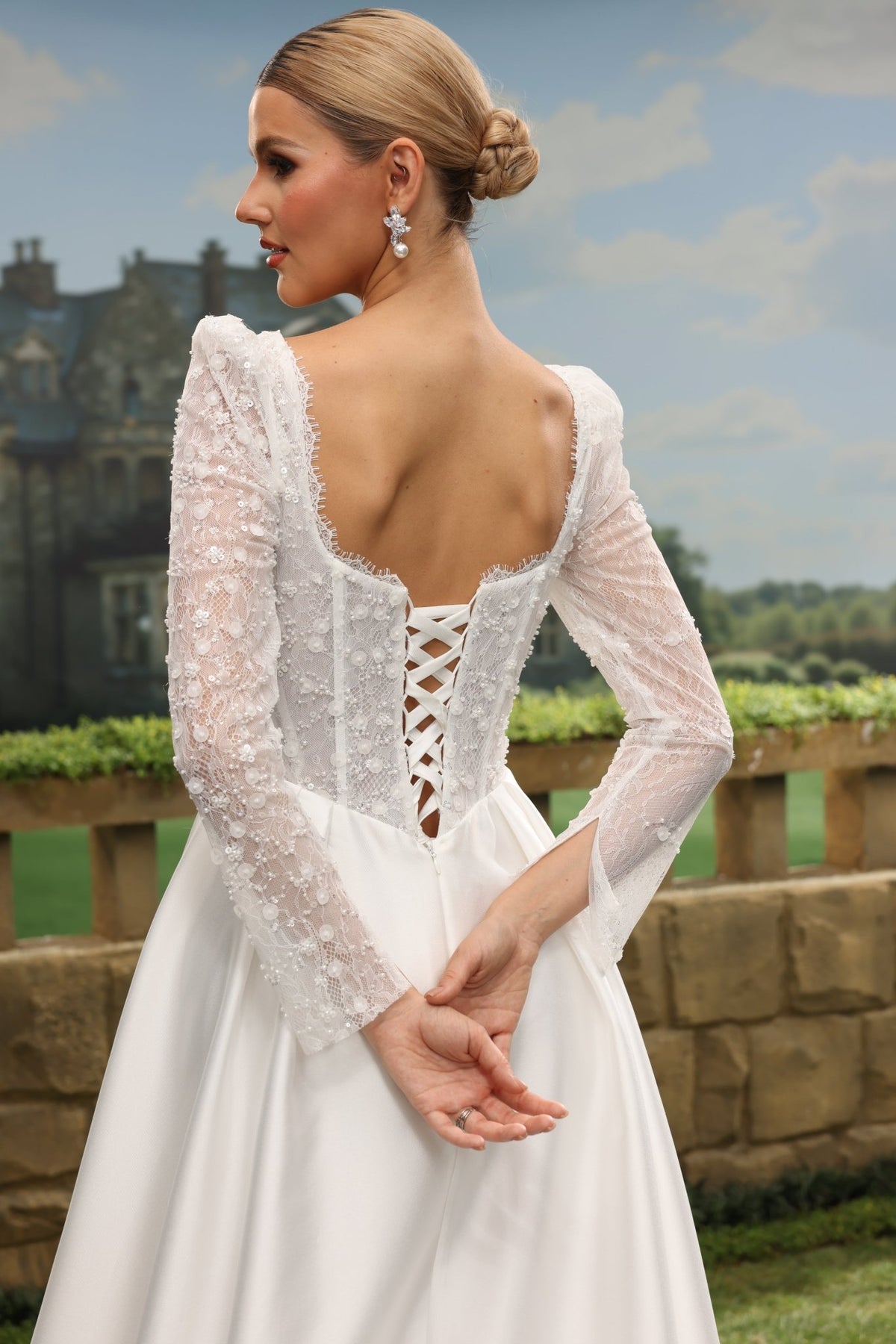 Uvella A-Line Scoop-Neck wedding dress — back view