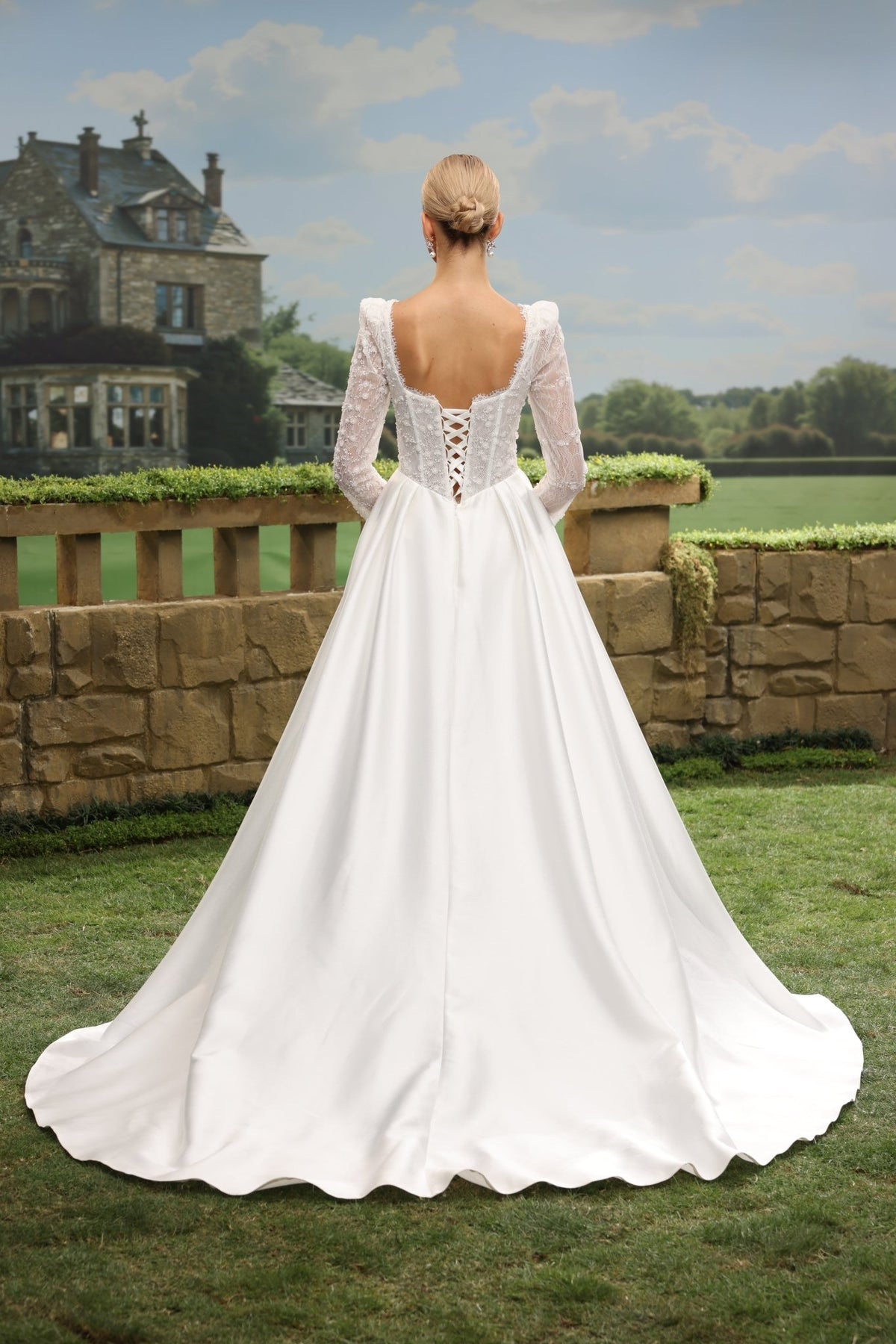 Uvella A-Line Scoop-Neck wedding dress — back view