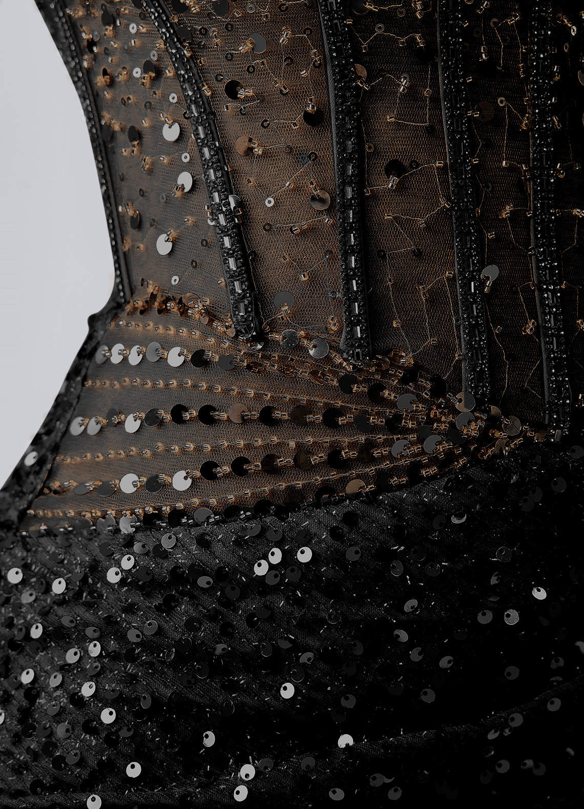 Valentinella Bodycon Mini Off-the-Shoulder Sequin Mesh Prom Dress in black