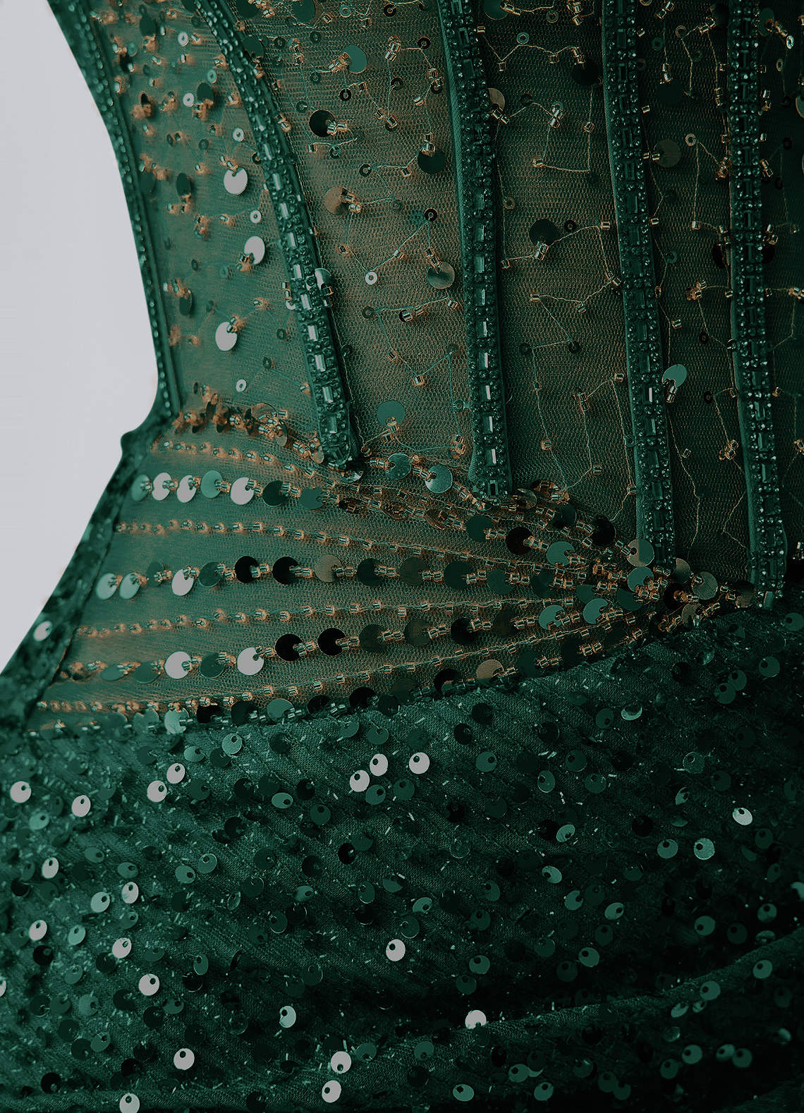 Valentinella Bodycon Mini Off-the-Shoulder Sequin Mesh Prom Dress in Dark Green