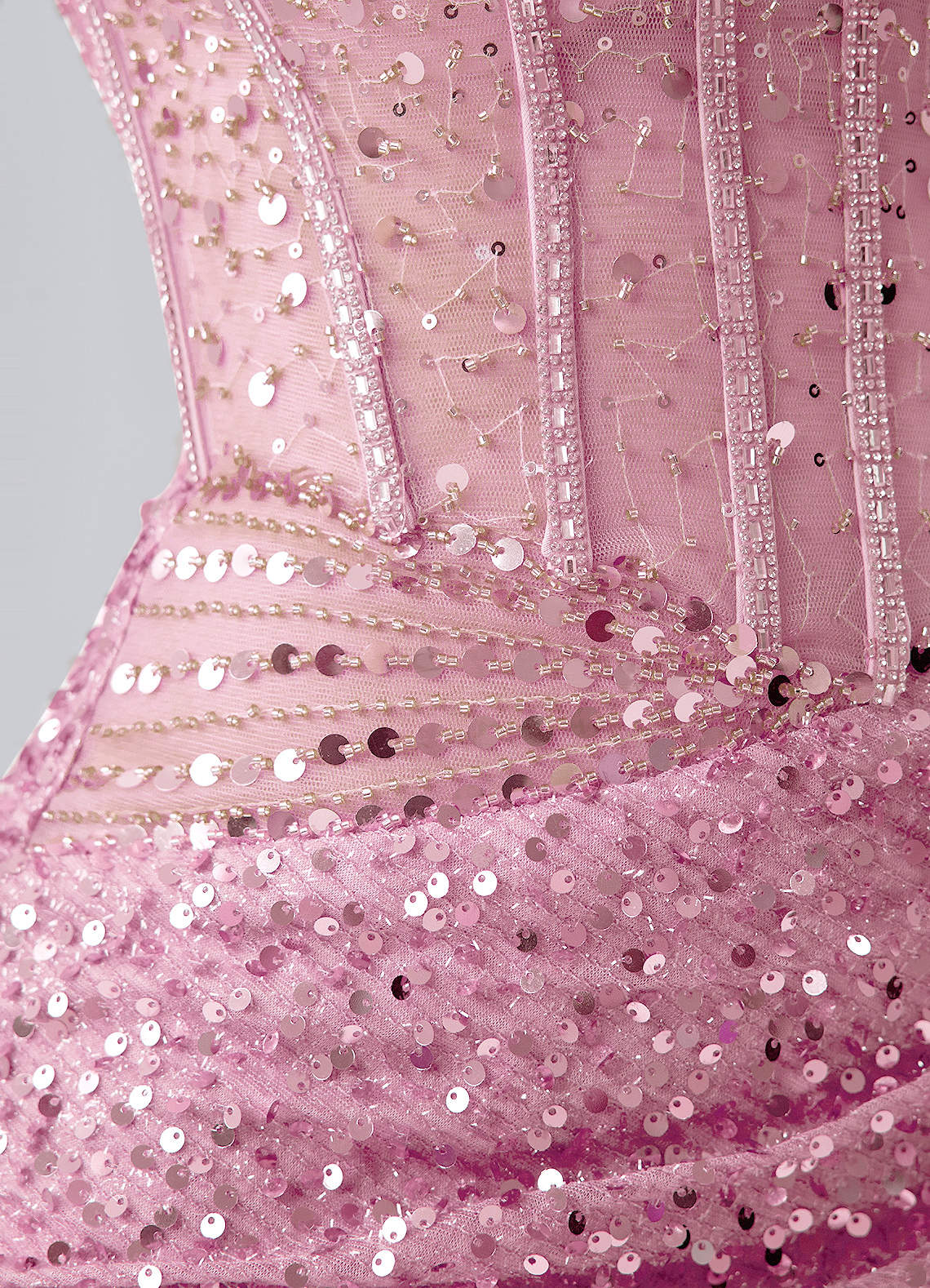 Valentinella Bodycon Mini Off-the-Shoulder Sequin Mesh Prom Dress in pink