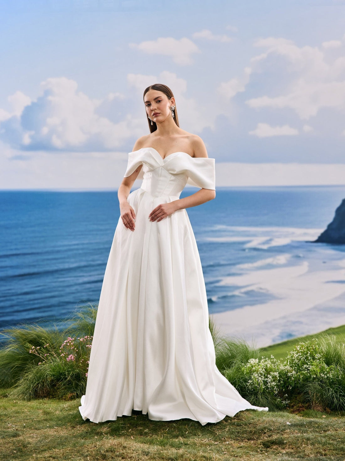 Valessia satin wedding dress - front view