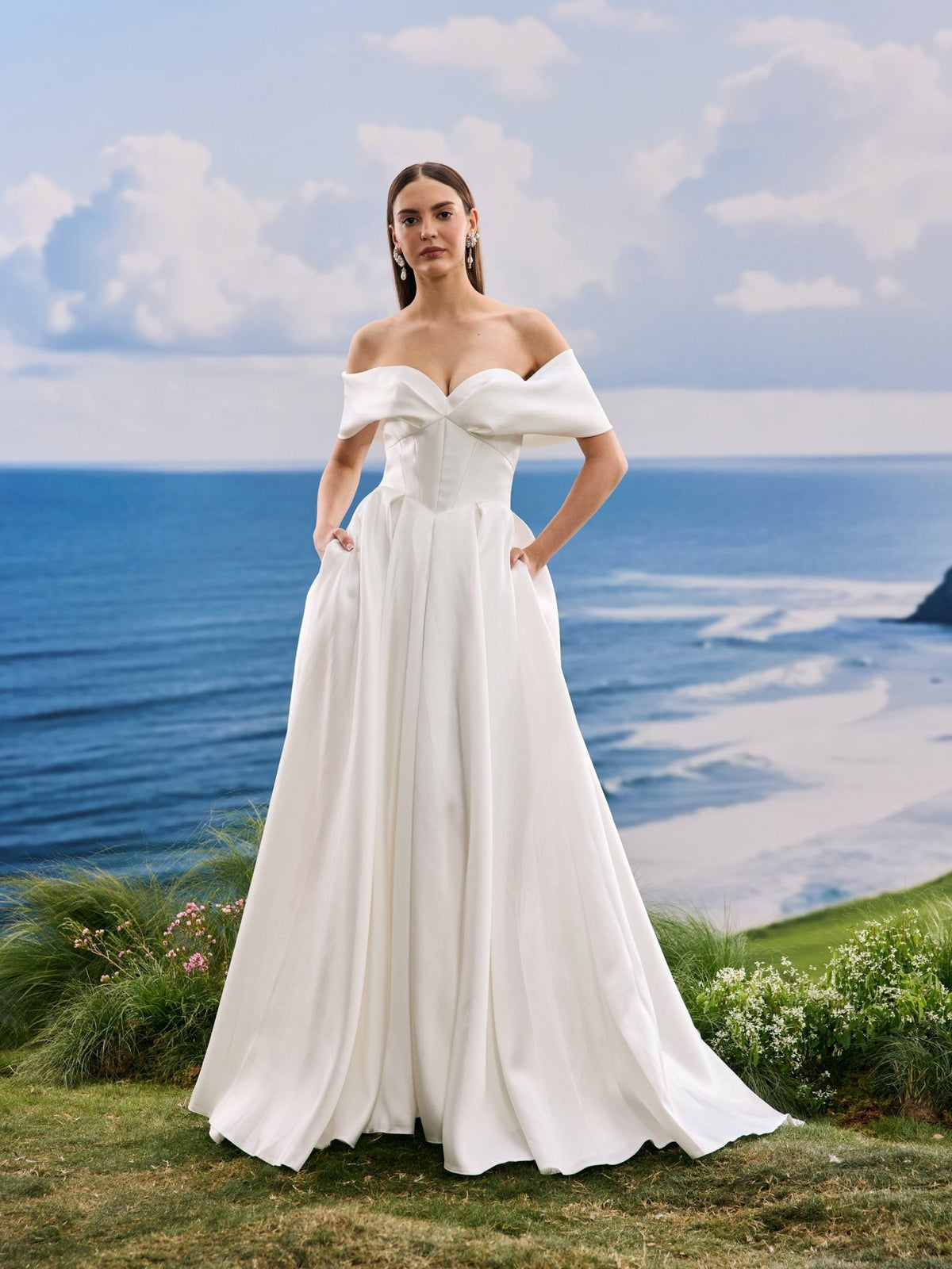 Valessia satin wedding dress - front view