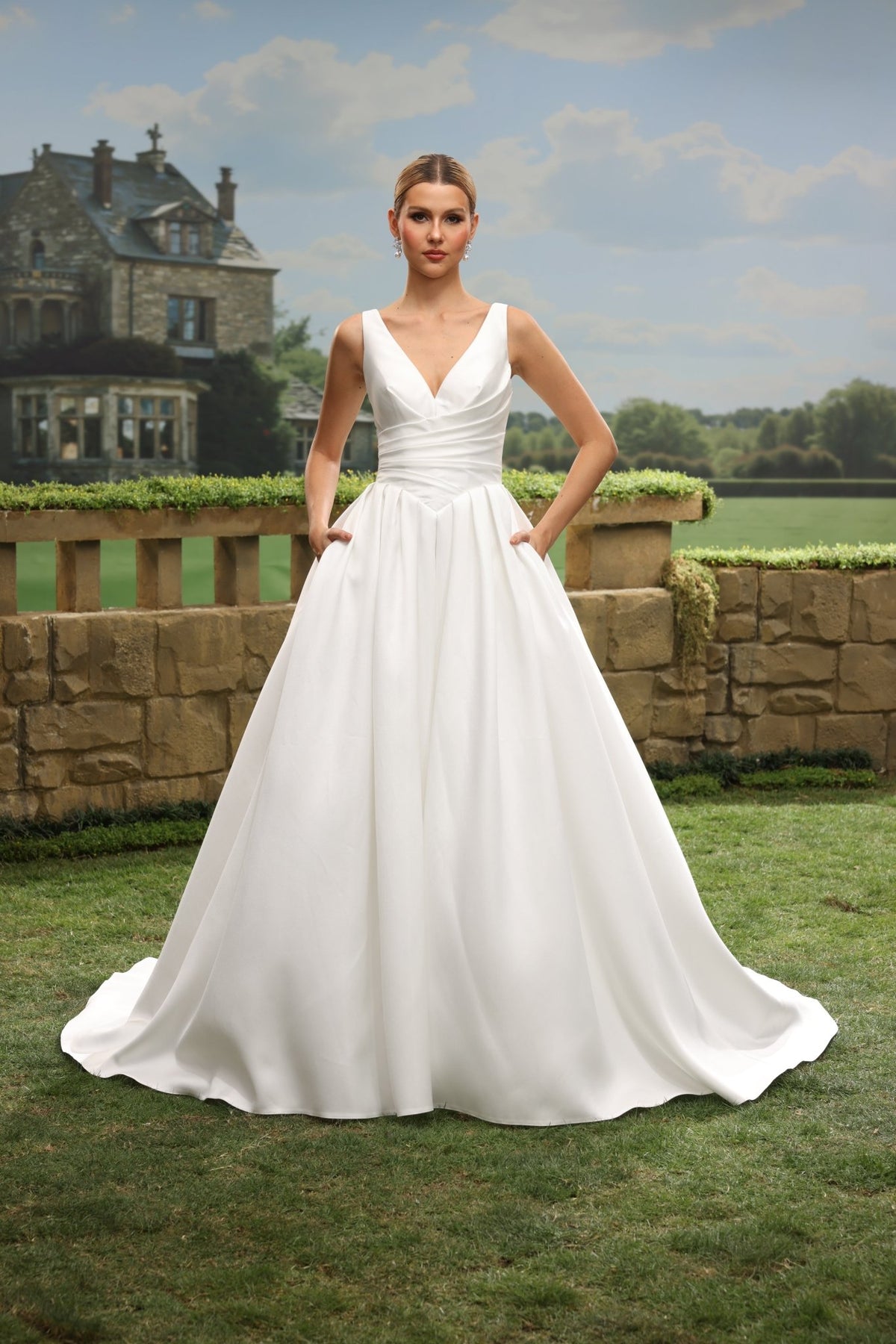 Vela A-Line V-Neck wedding dress — front view