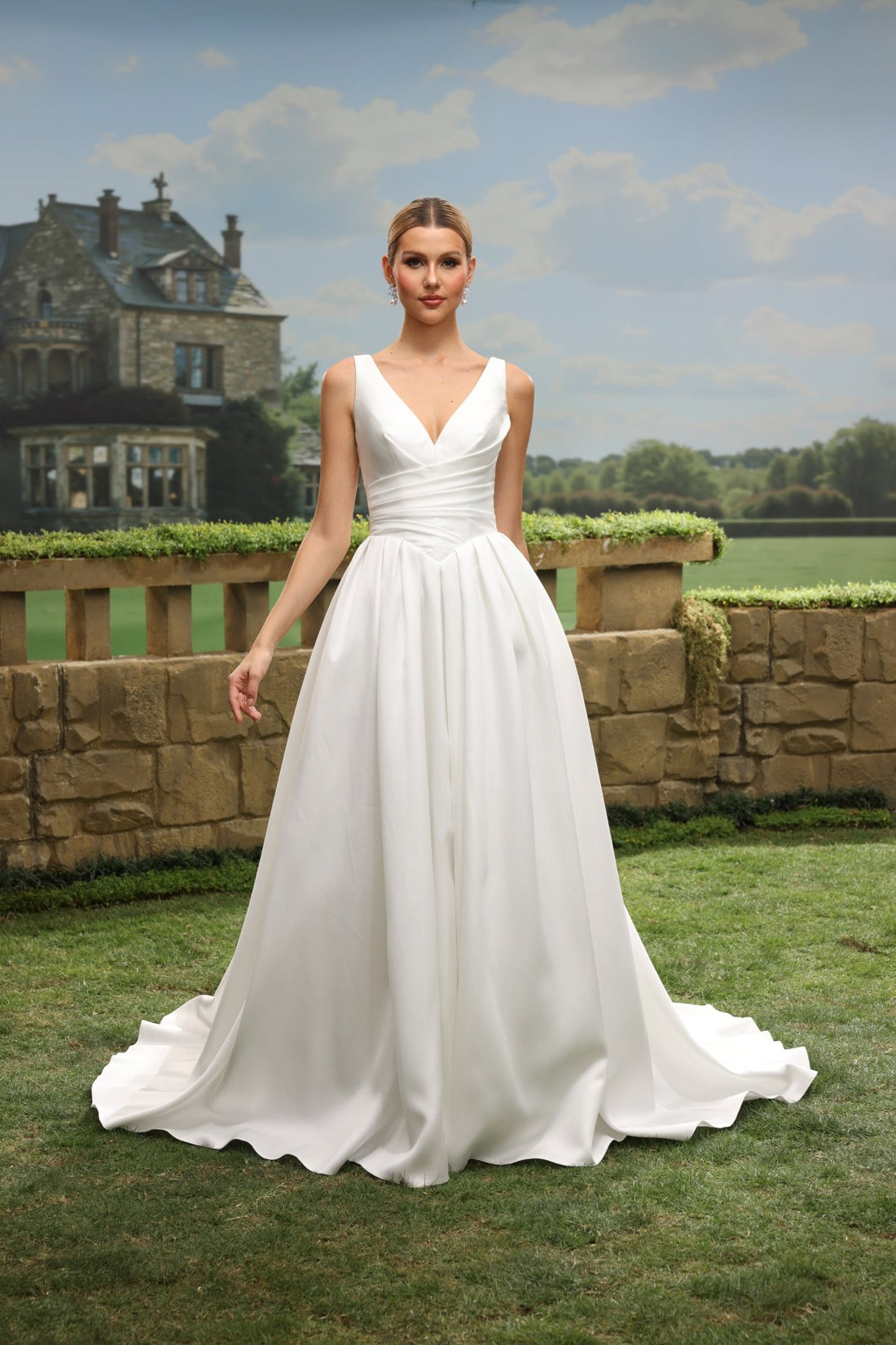 Vela A-Line V-Neck wedding dress — front view