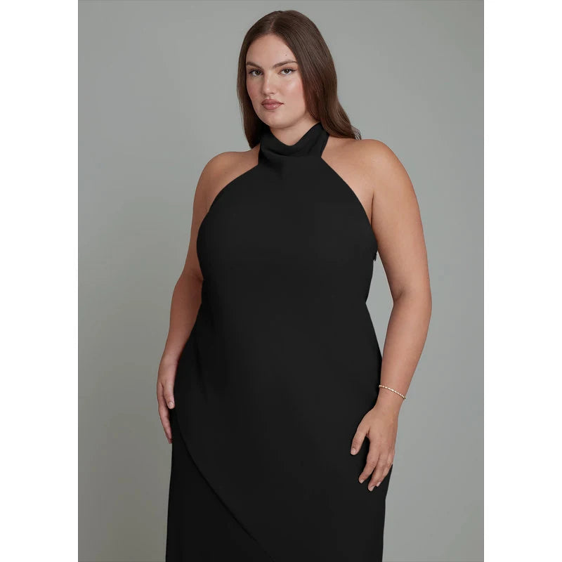 Velli Mermaid Halter Chiffon Bridesmaid Dress in black - additional view 6