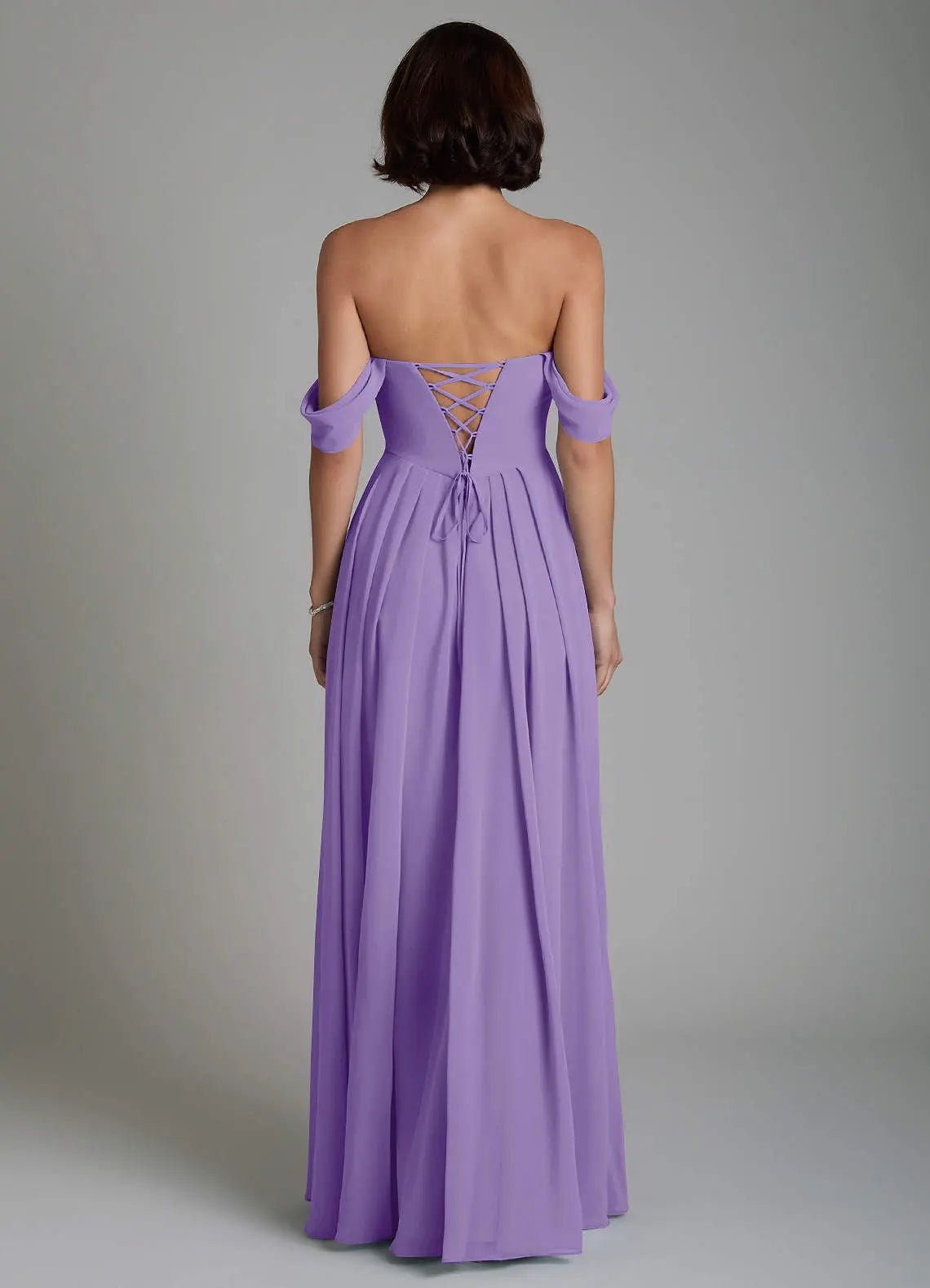 Loisa A-Line Off-the-Shoulder Chiffon Bridesmaid Dress in Tahiti
