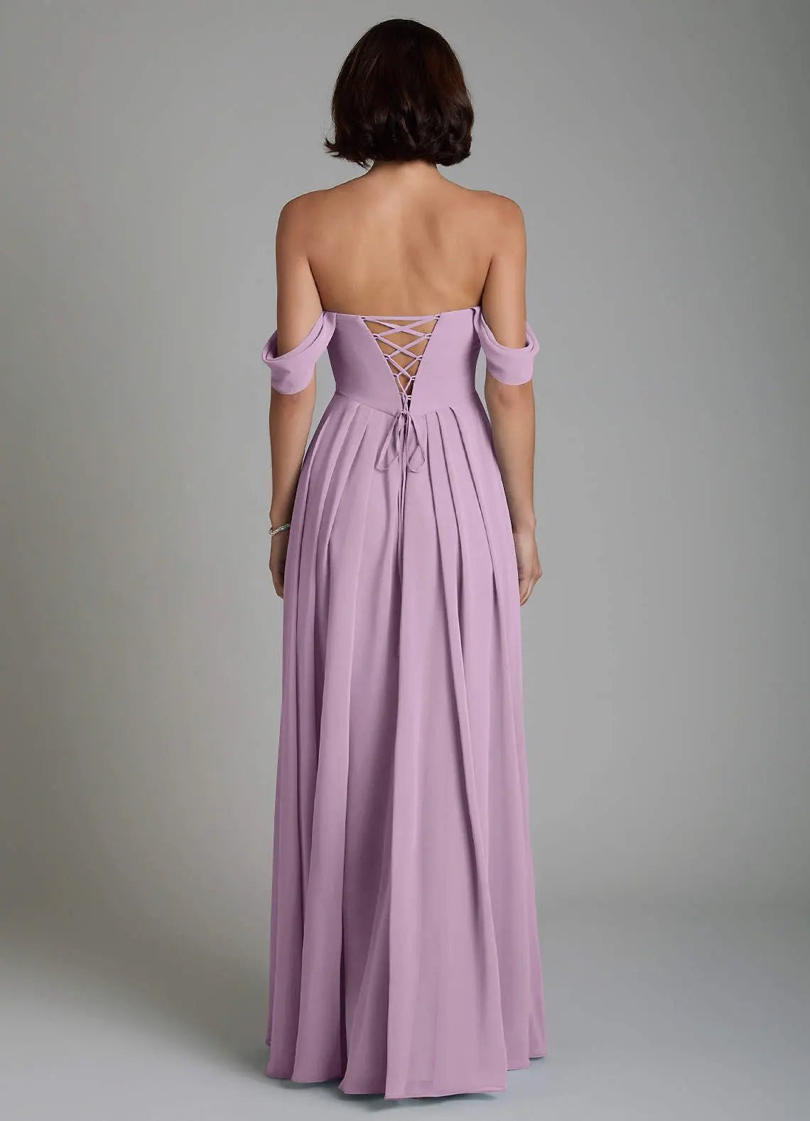 Loisa A-Line Off-the-Shoulder Chiffon Bridesmaid Dress in Wisteria