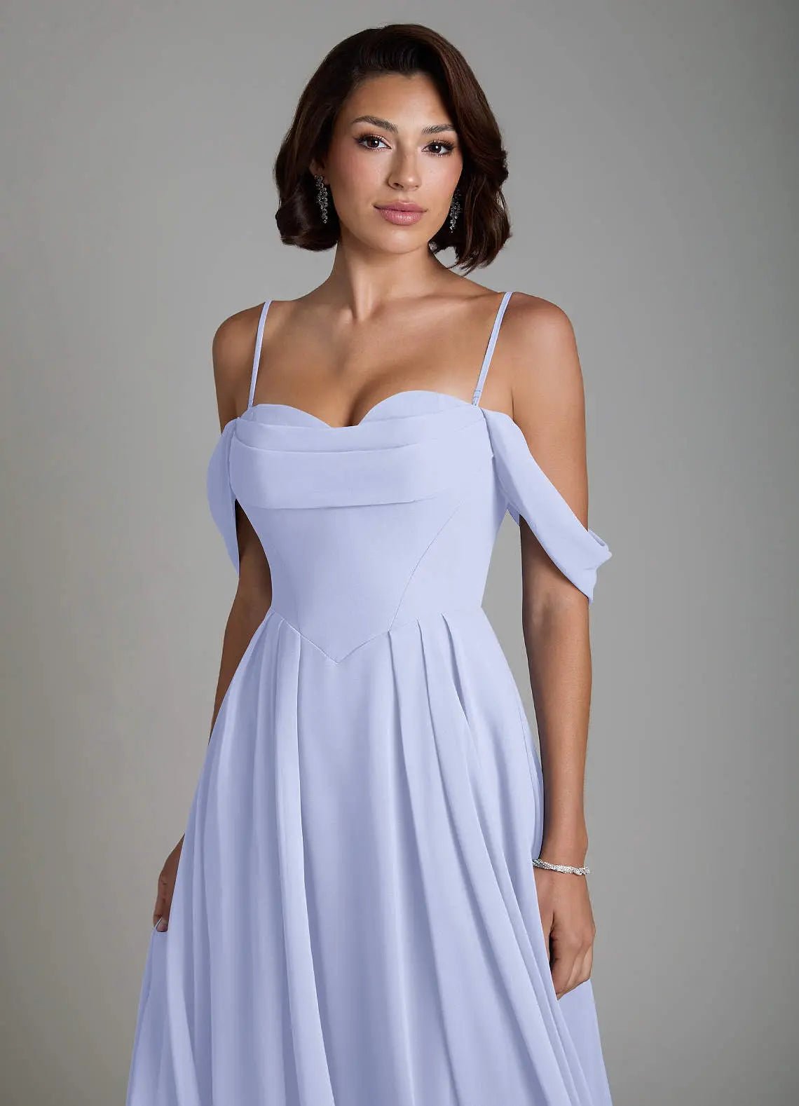Loisa A-Line Off-the-Shoulder Chiffon Bridesmaid Dress in Lavender