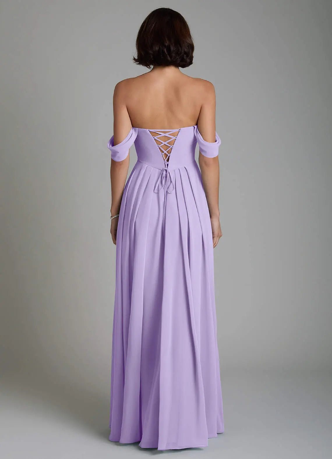 Loisa A-Line Off-the-Shoulder Chiffon Bridesmaid Dress in Lilac