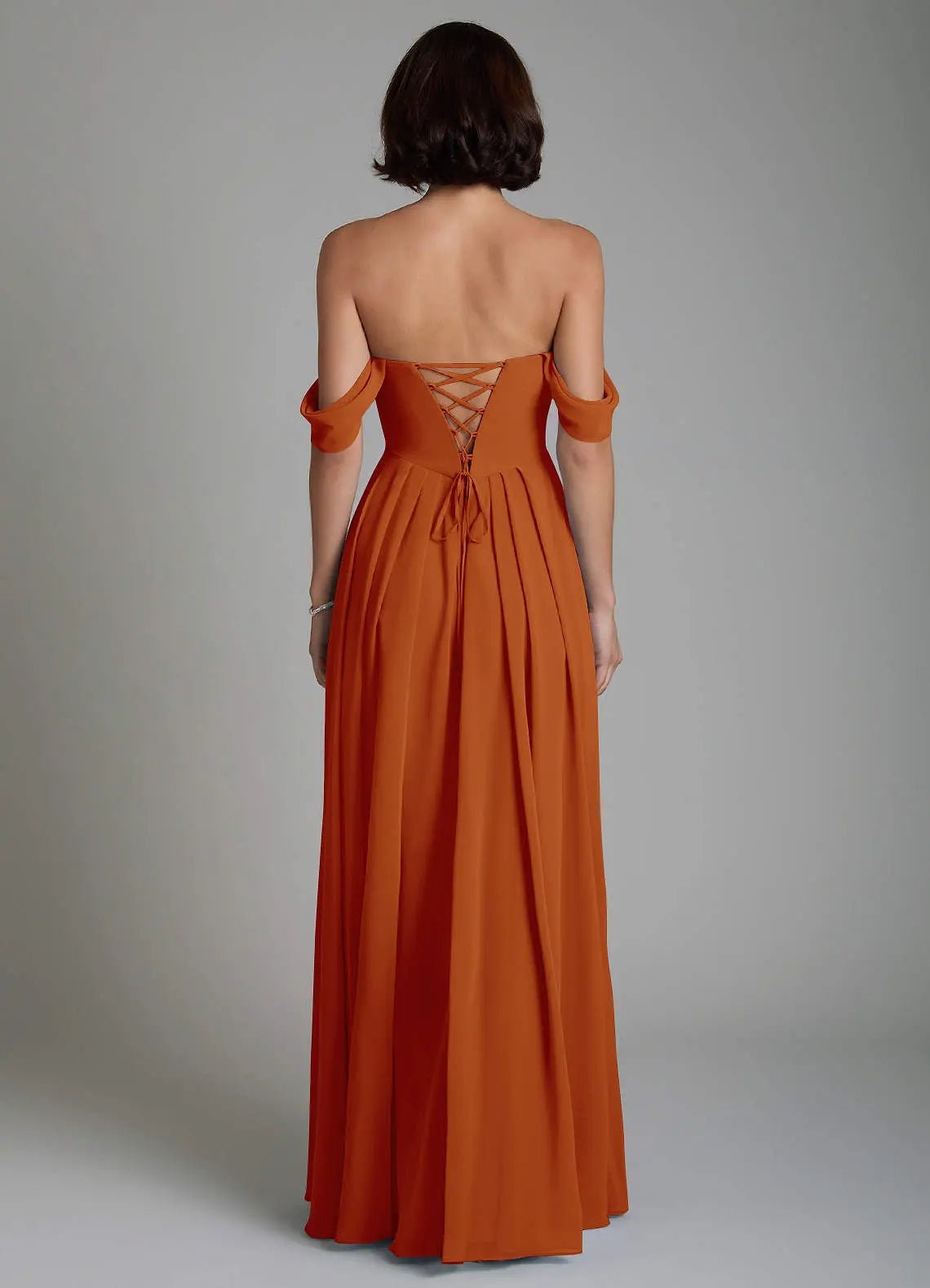 Loisa A-Line Off-the-Shoulder Chiffon Bridesmaid Dress in Paprika